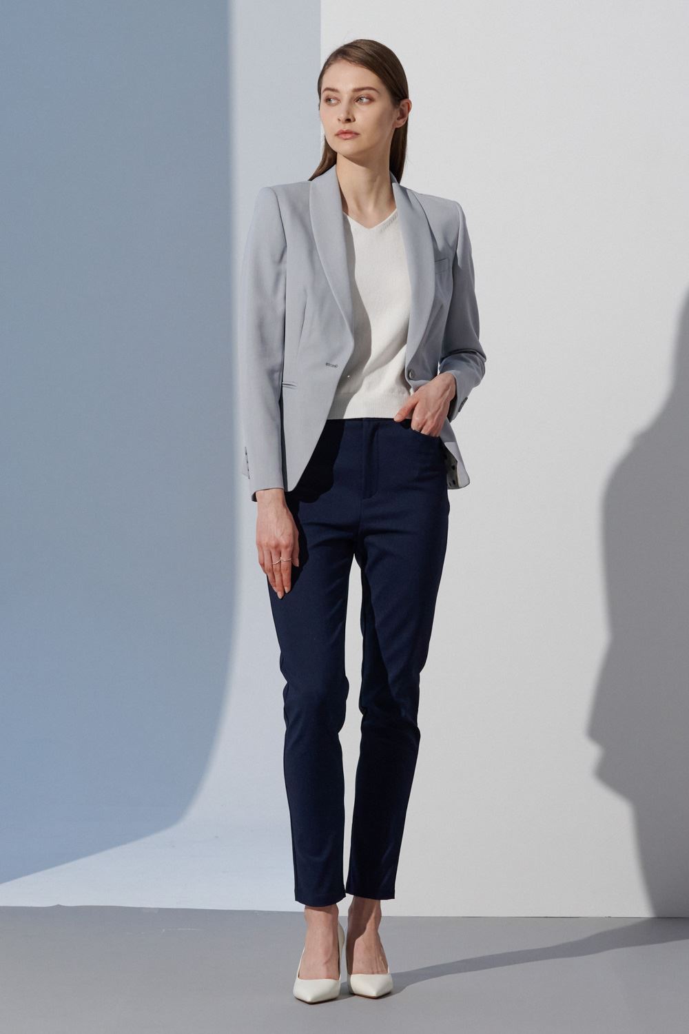 SST&C Mid-Rise Skinny Stretch Trousers In Midnight Blue | 8262303002  (Outlet)_0