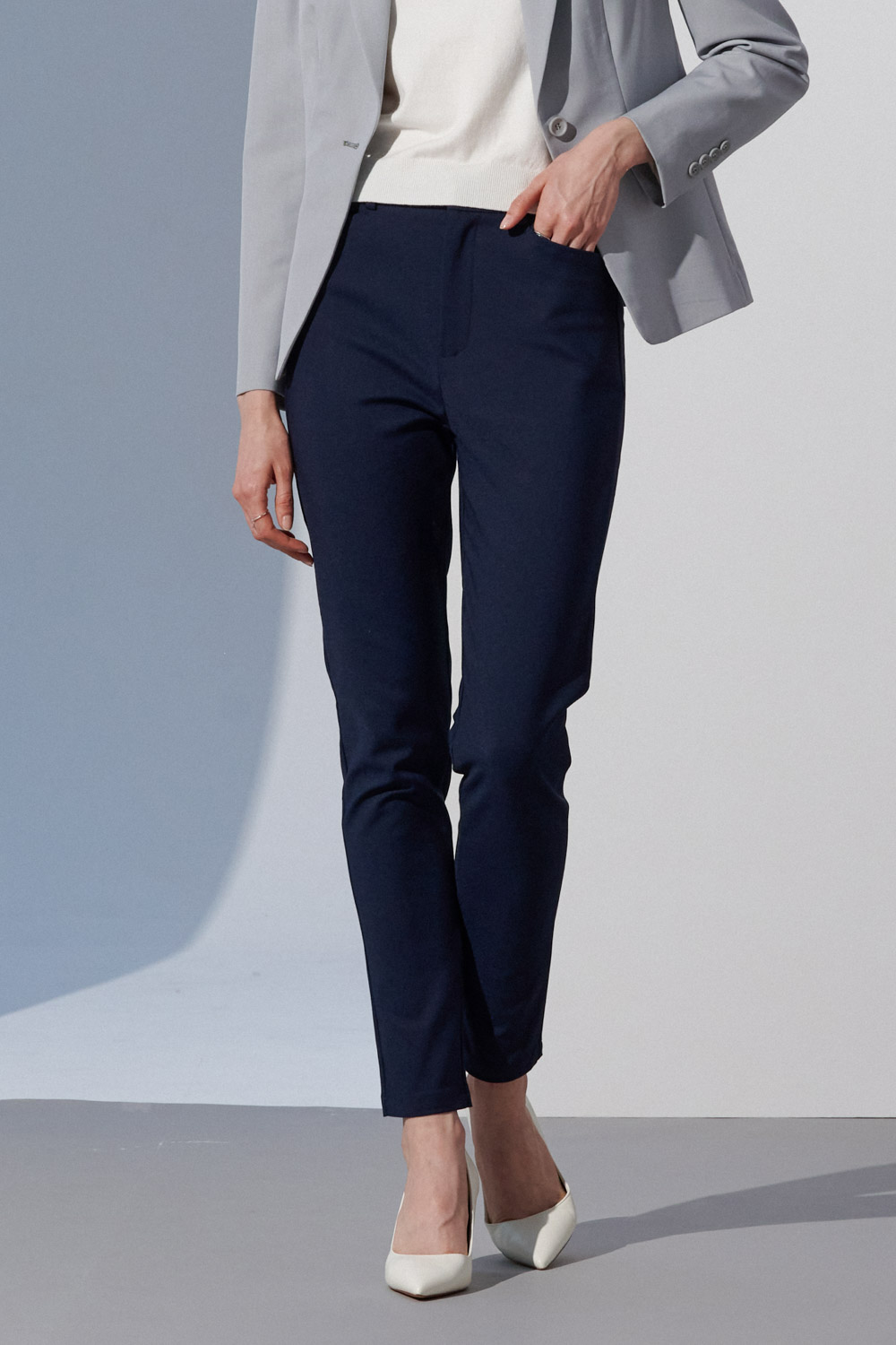 SST&C Mid-Rise Skinny Stretch Trousers In Midnight Blue | 8262303002  (Outlet)_1