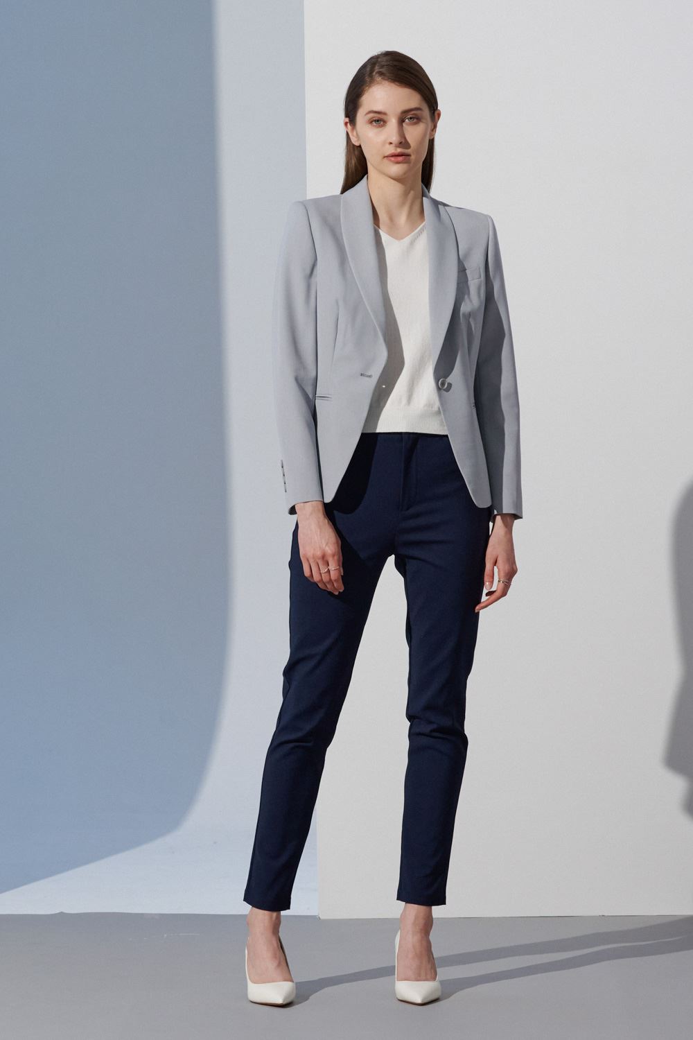 SST&C Mid-Rise Skinny Stretch Trousers In Midnight Blue | 8262303002  (Outlet)_2