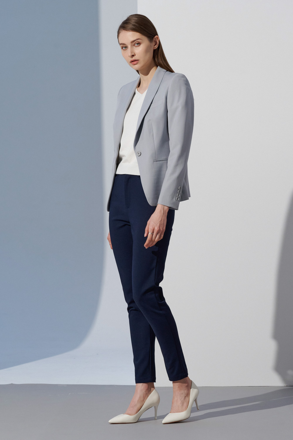 SST&C Mid-Rise Skinny Stretch Trousers In Midnight Blue | 8262303002  (Outlet)_3