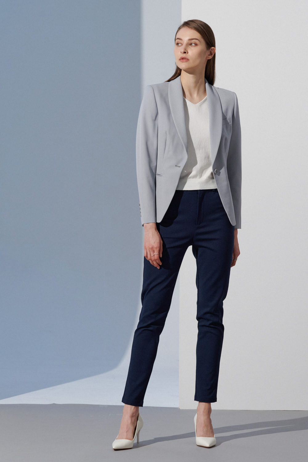 SST&C Mid-Rise Skinny Stretch Trousers In Midnight Blue | 8262303002  (Outlet)_4