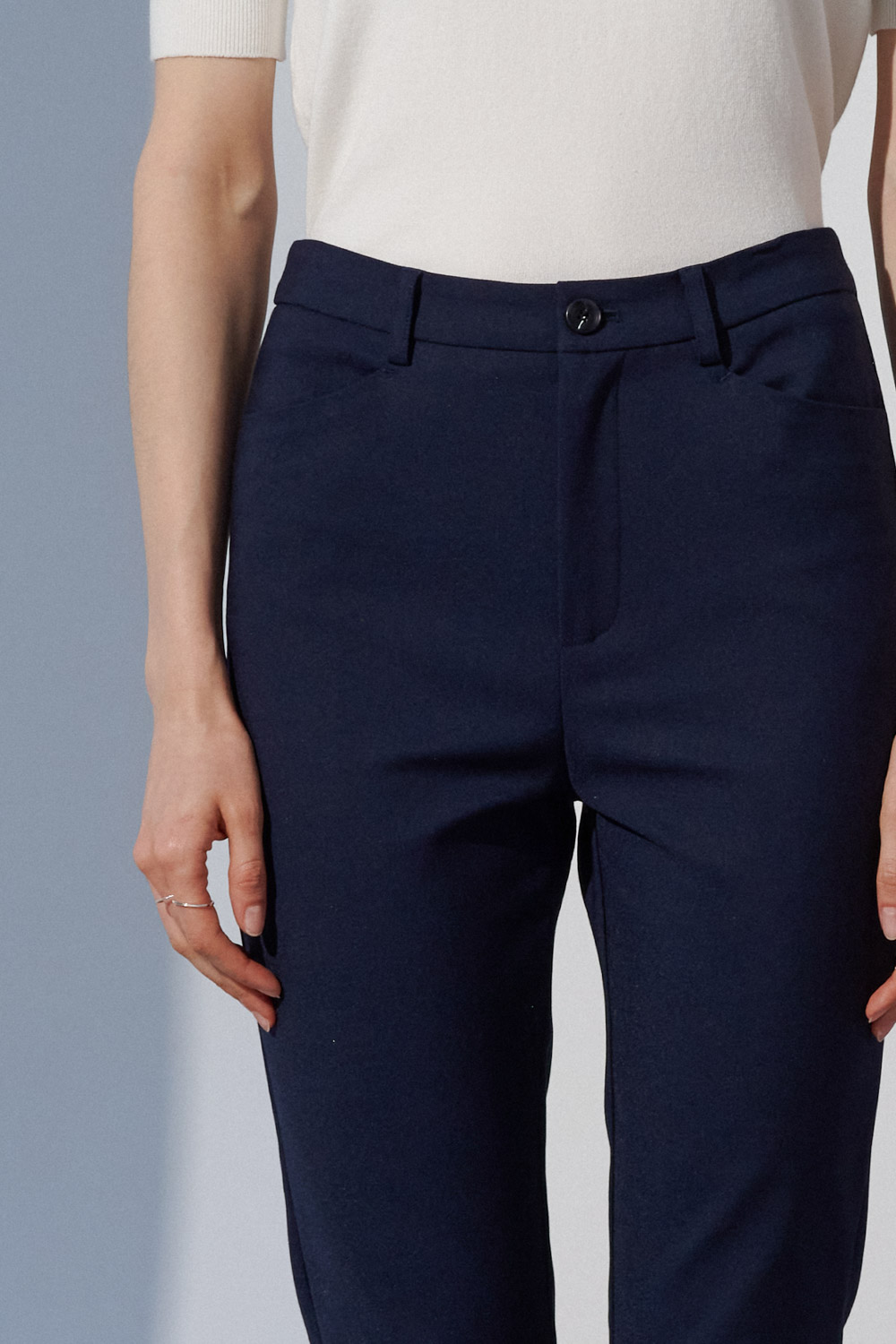 SST&C Mid-Rise Skinny Stretch Trousers In Midnight Blue | 8262303002  (Outlet)_5