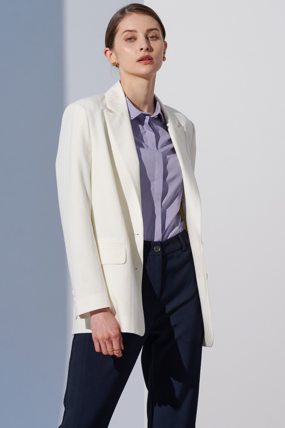 SST&C Violet Metallic Collar Slim Fit Shirt | 7562303005  (Outlet)_3