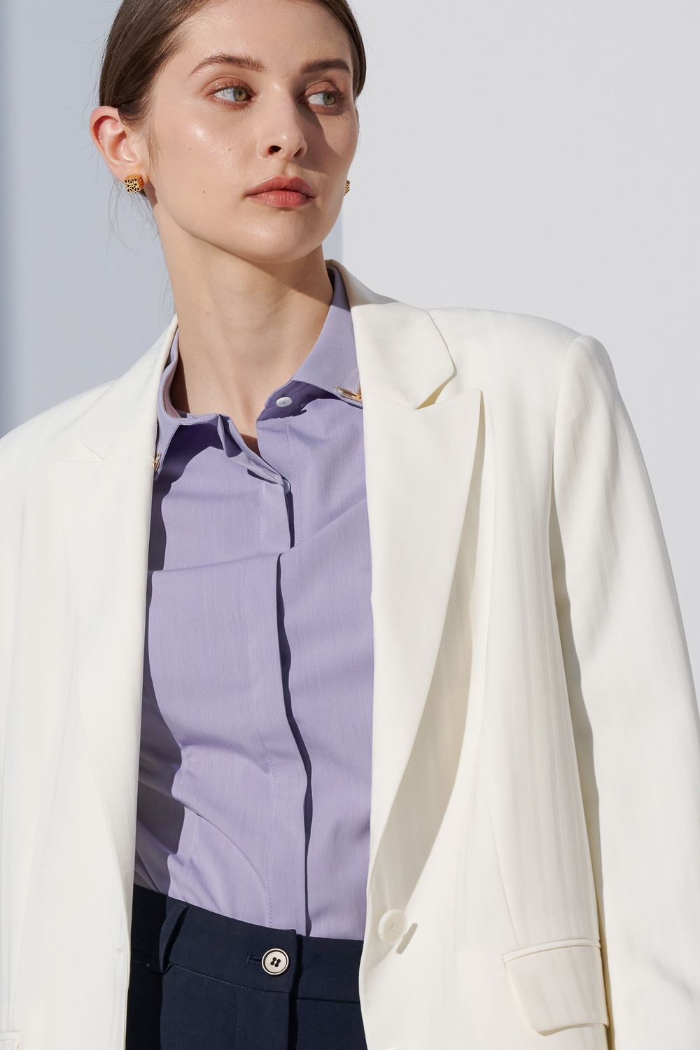 SST&C Violet Metallic Collar Slim Fit Shirt | 7562303005  (Outlet)_4