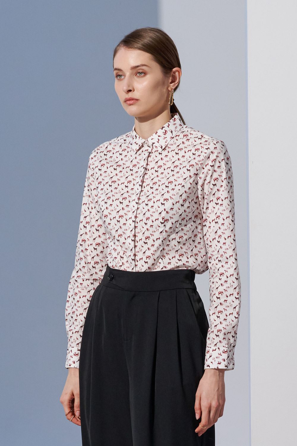 SST&C Dark Red Animal Print Slim Fit Shirt | 7562303006  (Outlet)_4