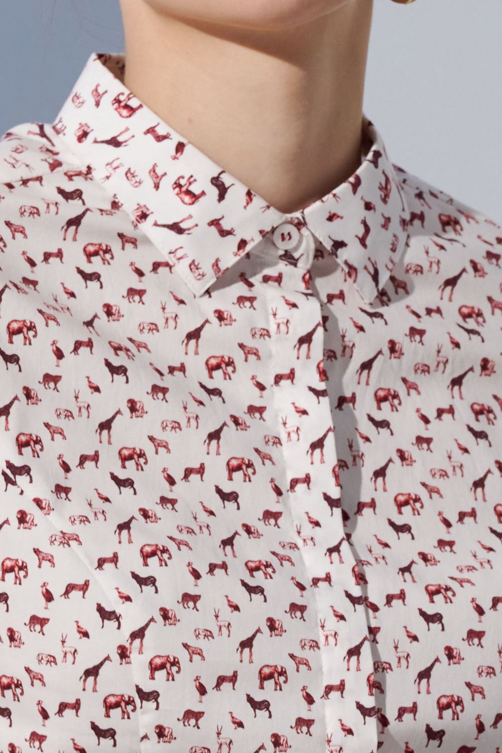 SST&C Dark Red Animal Print Slim Fit Shirt | 7562303006  (Outlet)_5