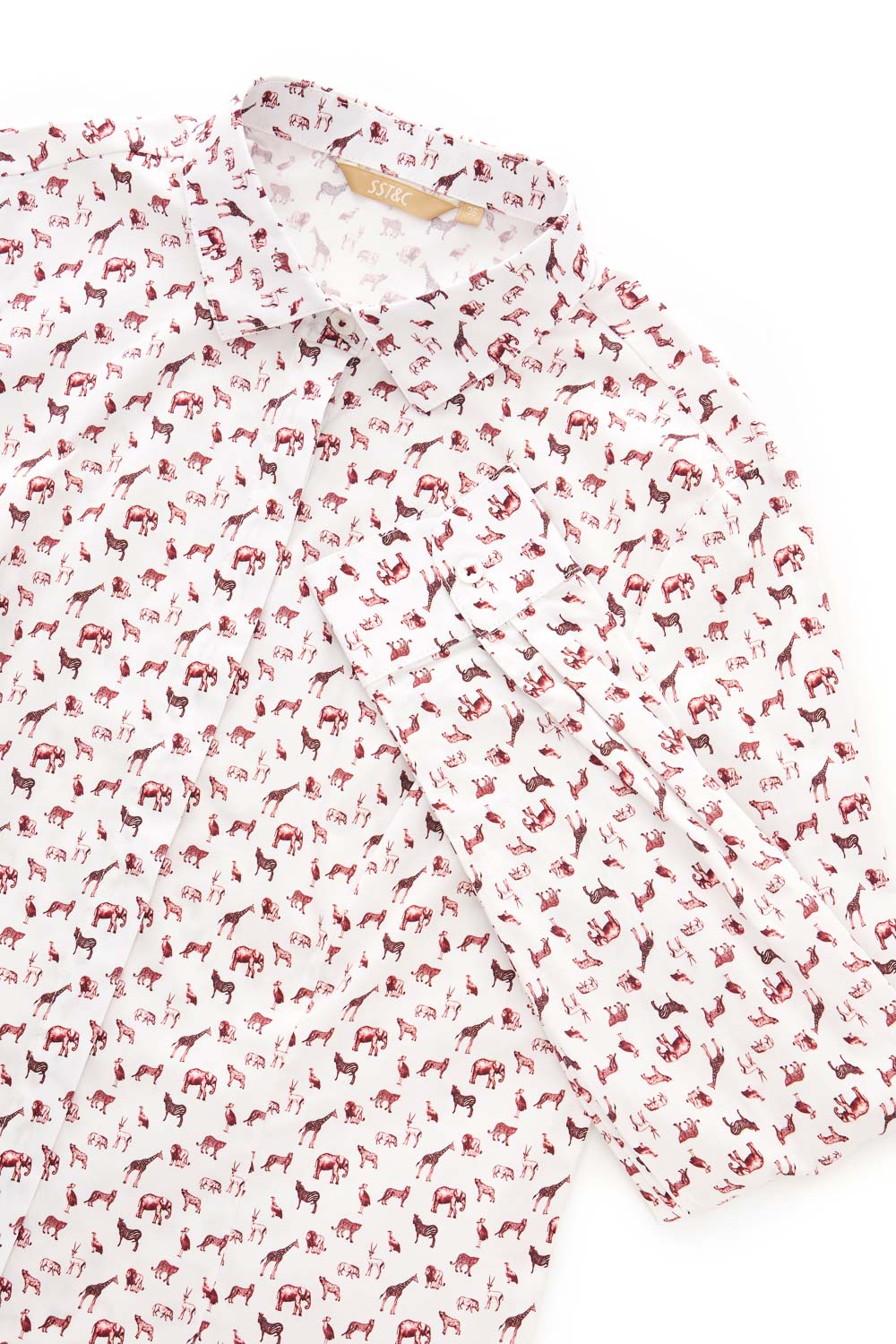 SST&C Dark Red Animal Print Slim Fit Shirt | 7562303006  (Outlet)_9