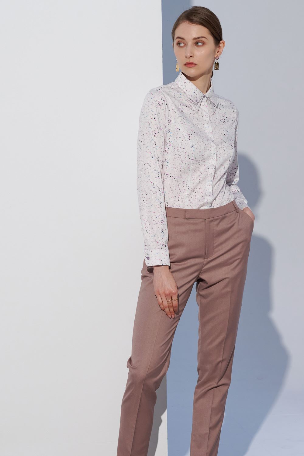 SST&C Splash Print Fold-Over Collar Slim Fit Shirt | 7562303007  (Outlet)_2