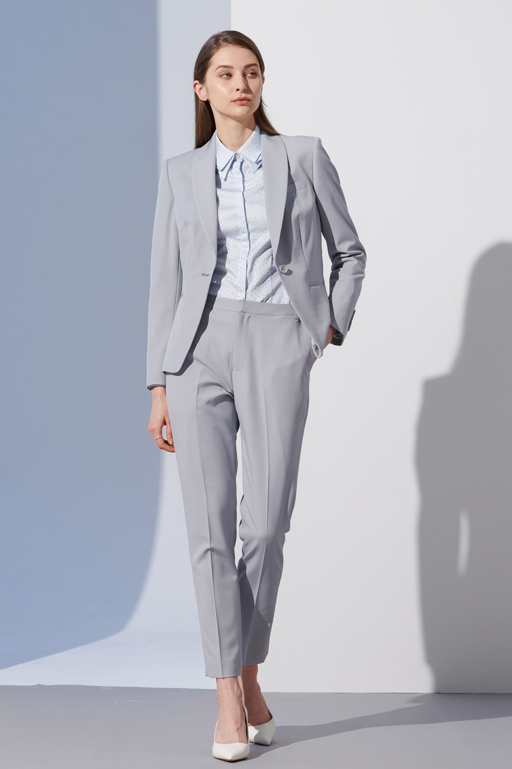 SST&C Light Blue Printed Pleated Collar Slim Fit Shirt | 7562303008  (Outlet)_3