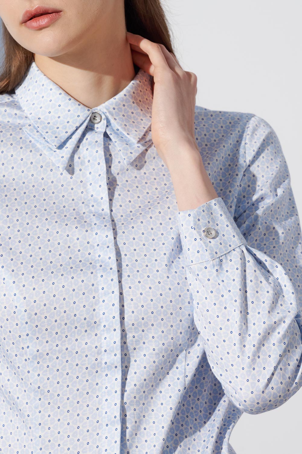 SST&C Light Blue Printed Pleated Collar Slim Fit Shirt | 7562303008  (Outlet)_5