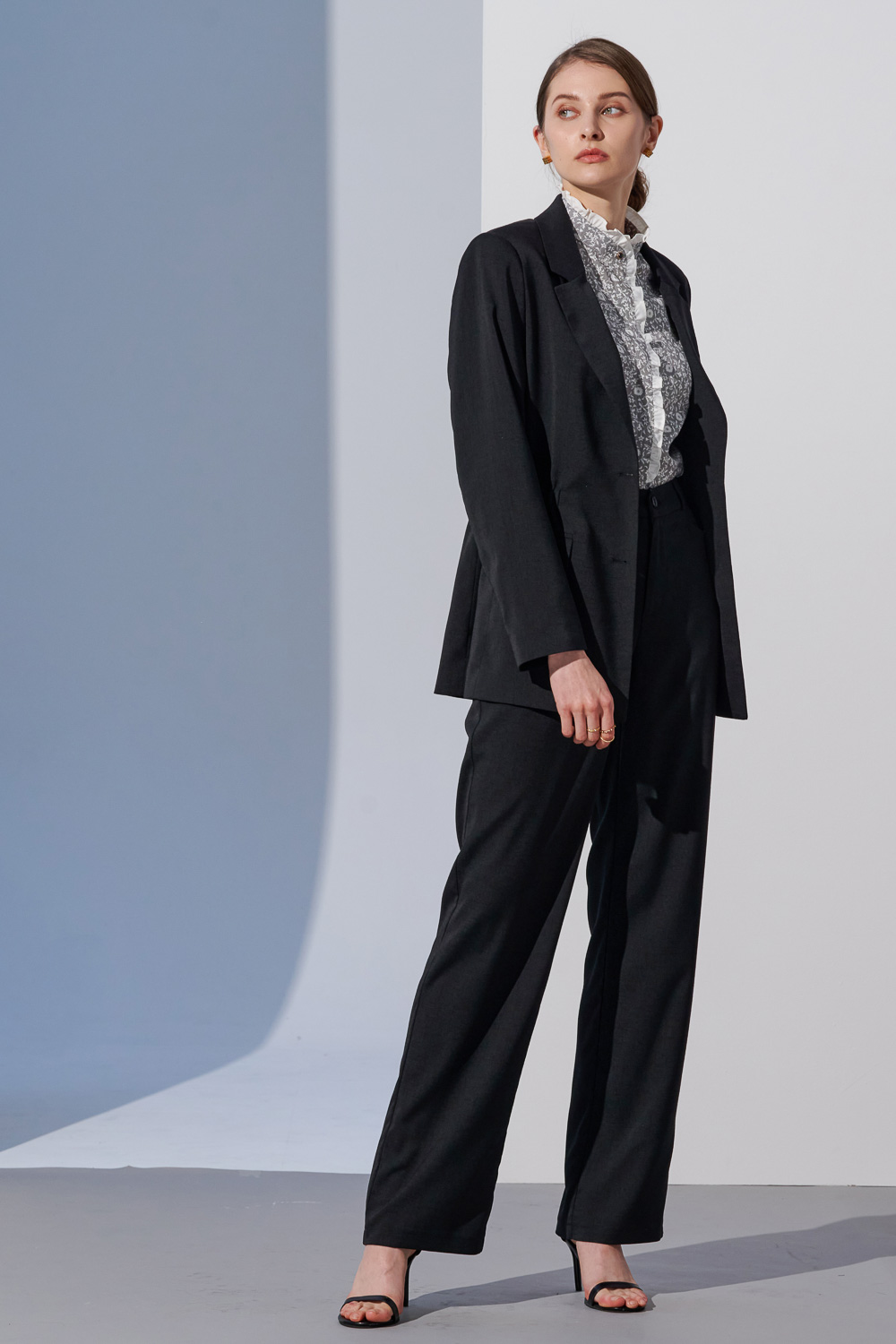 SST&C Vertical Stripe Floral Print Stand Collar Ruffled Shirt | 7562303010  (Outlet)_2