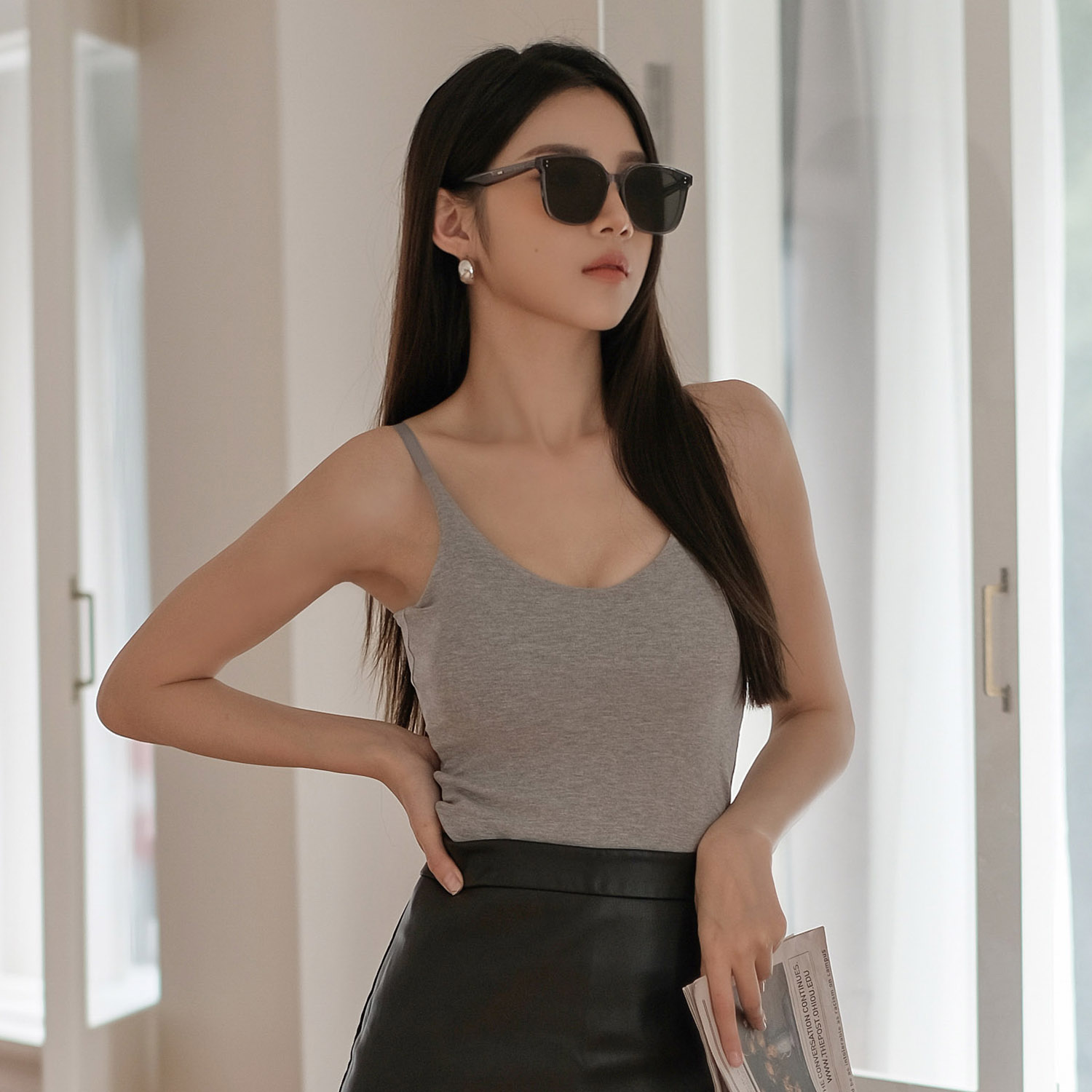 [Banana Pie]BRA TOP U領長版爆乳涼感背心-惠斯勒灰