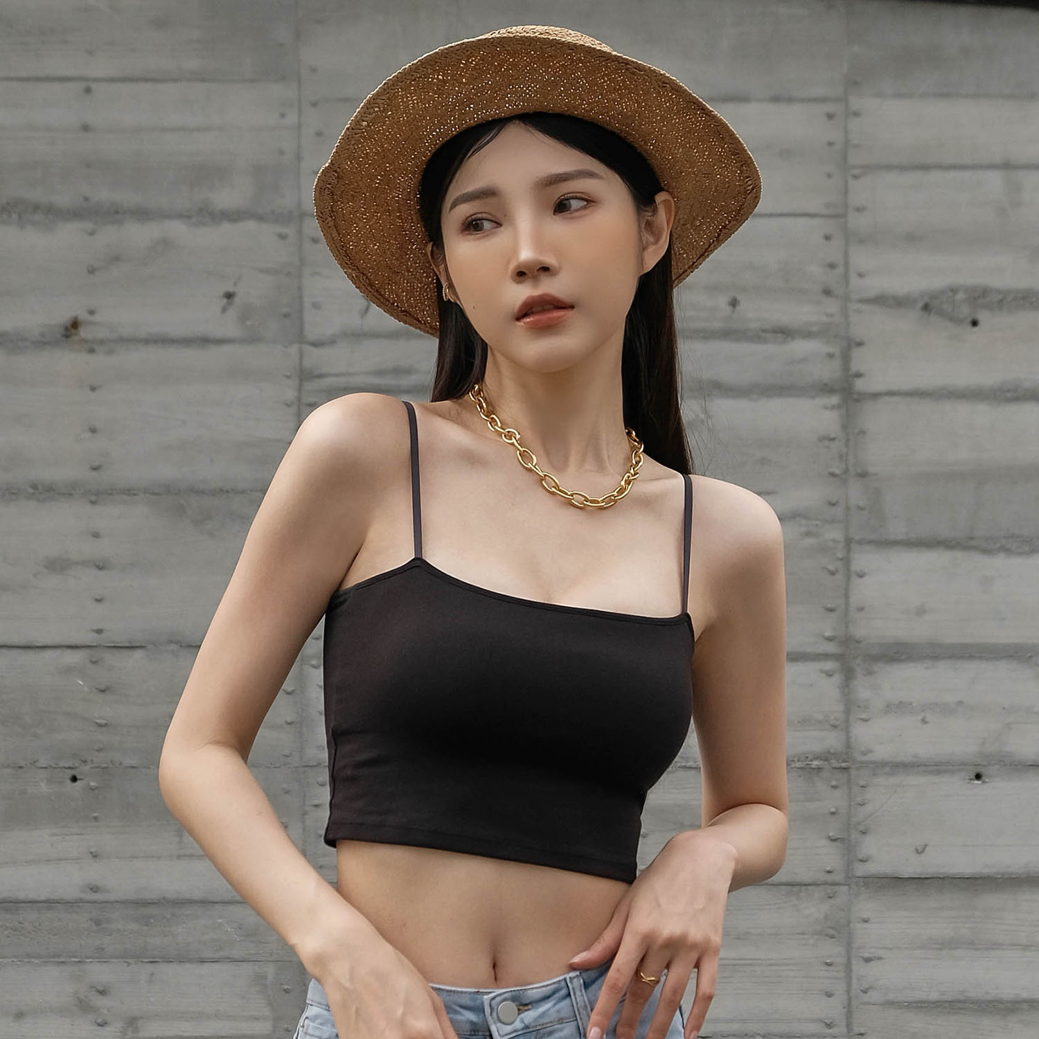 [Banana Pie] BRA TOP平口短版爆乳涼感背心-蘇拉熱黑