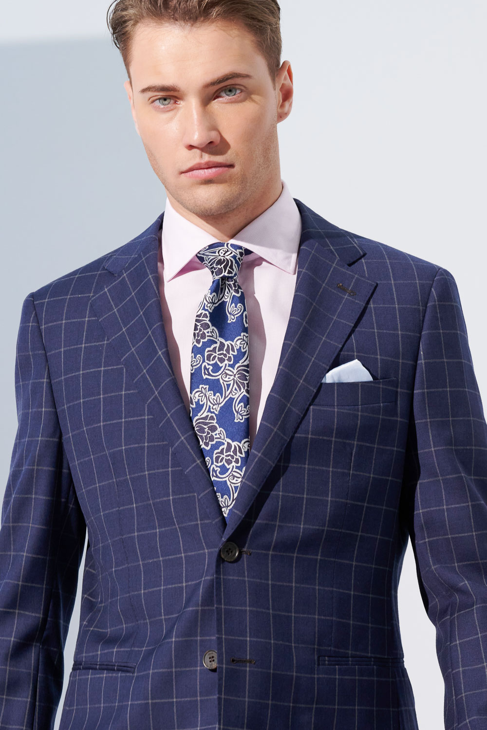 SST&C #Milan Series  Navy Windowpane Pattern Slim Fit Suit Jacket | 0112304001  (Outlet)_1