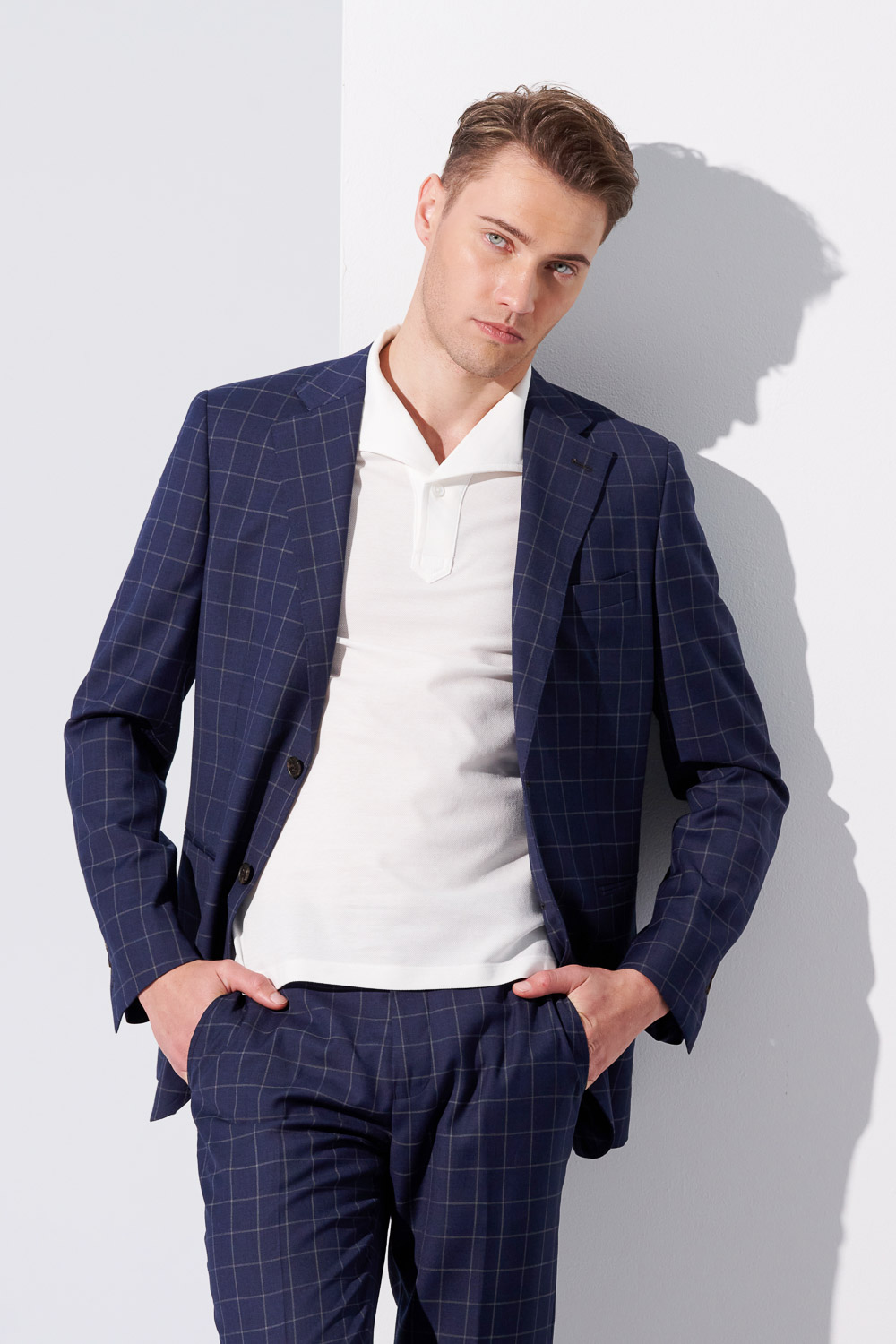 SST&C #Milan Series  Navy Windowpane Pattern Slim Fit Suit Jacket | 0112304001  (Outlet)_3