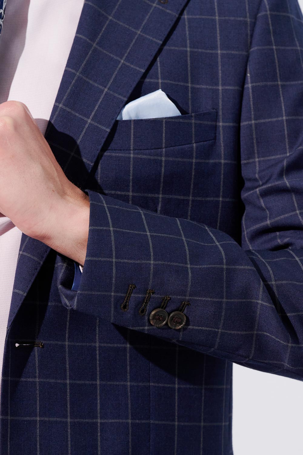 SST&C #Milan Series  Navy Windowpane Pattern Slim Fit Suit Jacket | 0112304001  (Outlet)_6