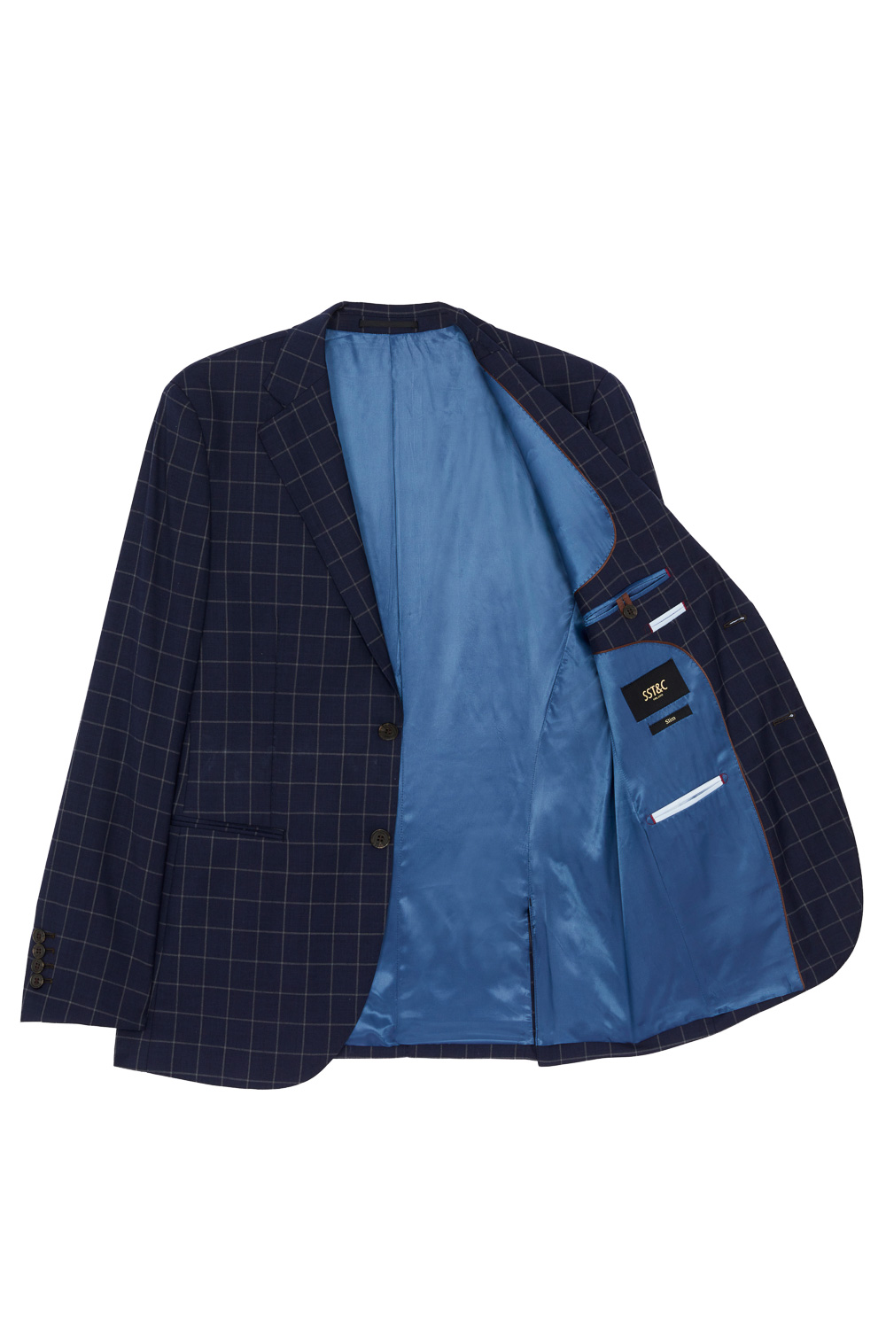 SST&C #Milan Series  Navy Windowpane Pattern Slim Fit Suit Jacket | 0112304001  (Outlet)_9