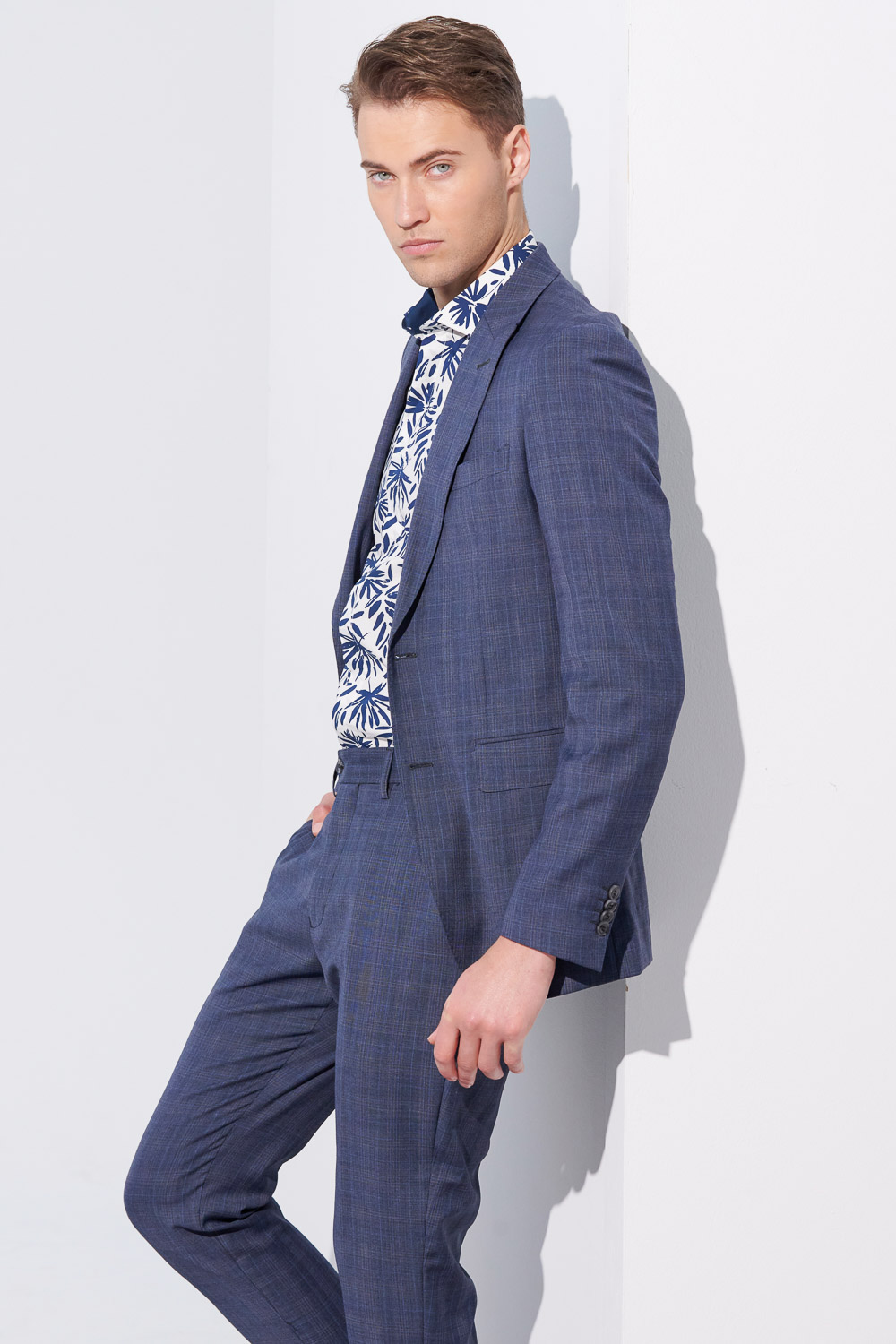 SST&C Gray and Blue Check Machine Washable Tailor'S Suit Jacket | 0112304004  (Outlet)_1