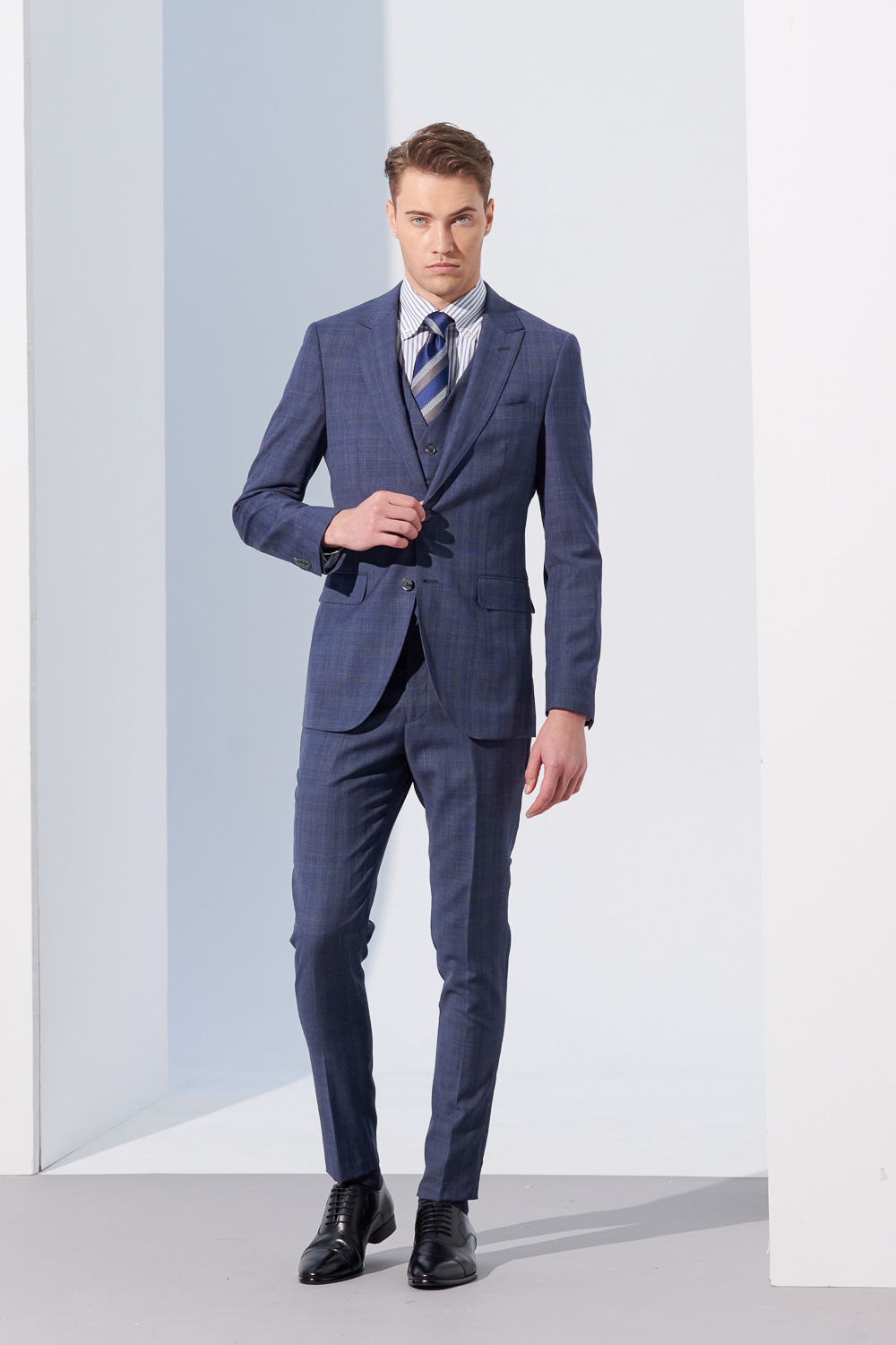 SST&C Gray and Blue Check Machine Washable Tailor'S Suit Jacket | 0112304004  (Outlet)_3