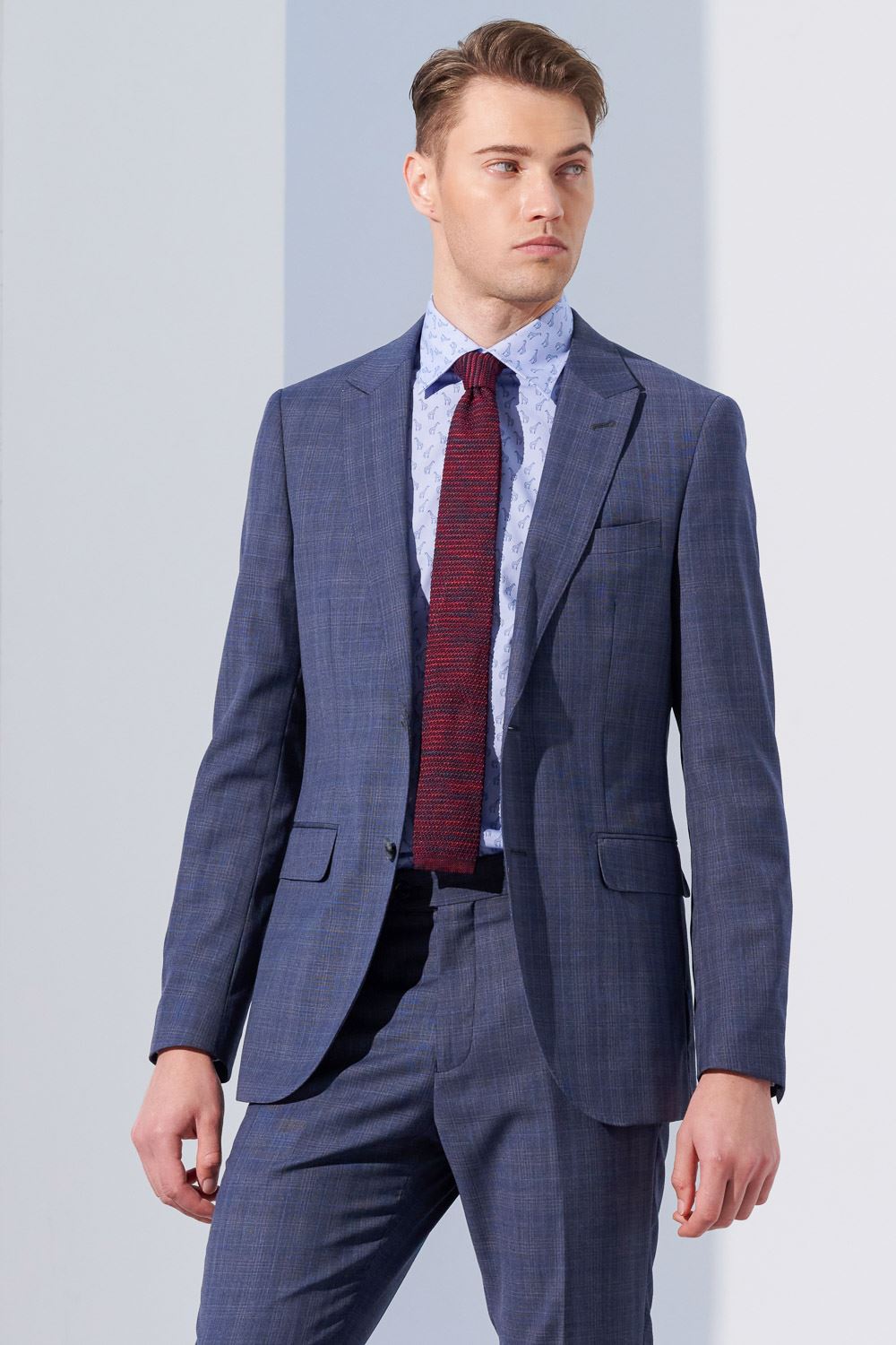 SST&C Gray and Blue Check Machine Washable Tailor'S Suit Jacket | 0112304004  (Outlet)_4