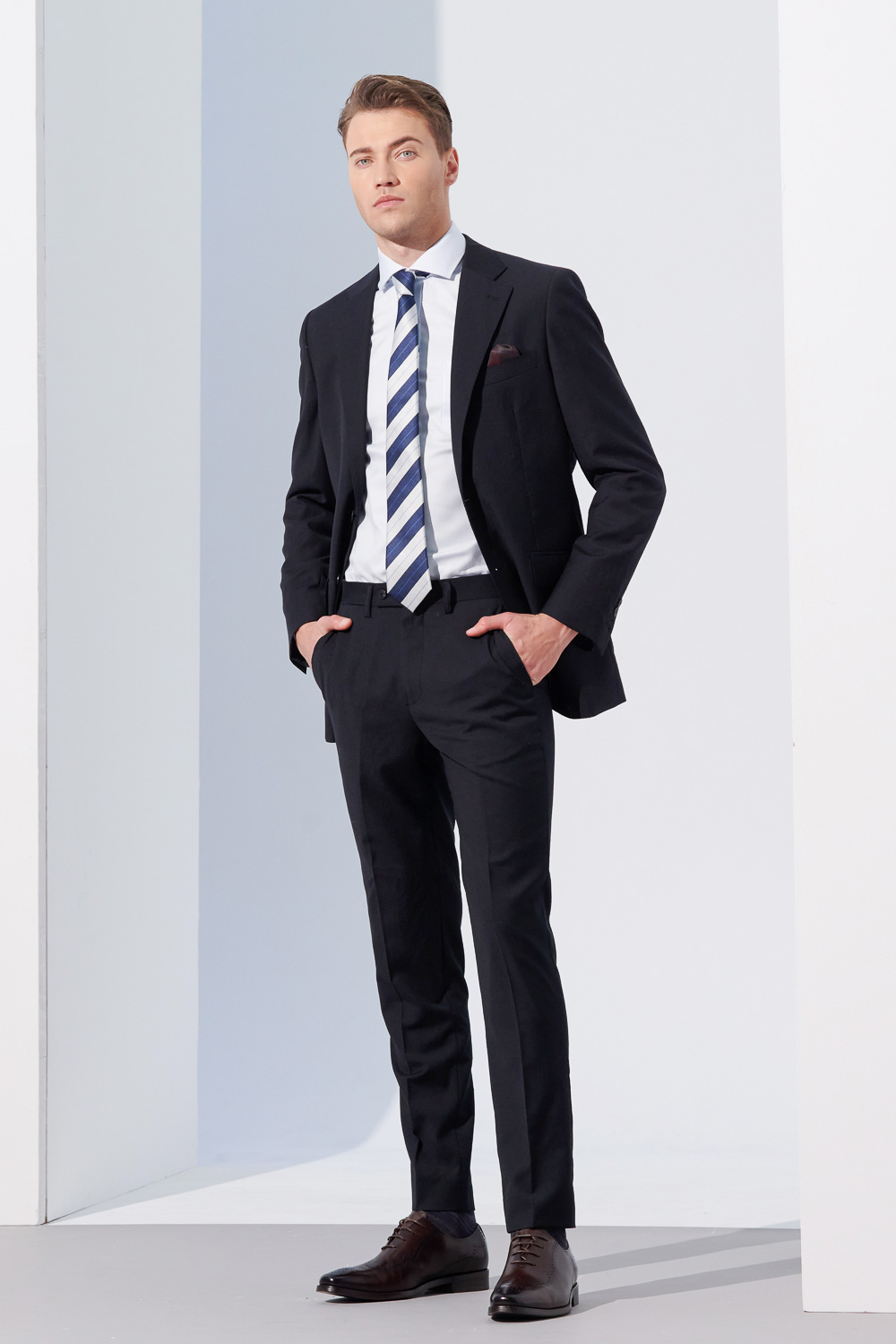 SST&C #Milan Series  Black Textured Slim Fit Suit Trousers | 0212304002  (Outlet)_3