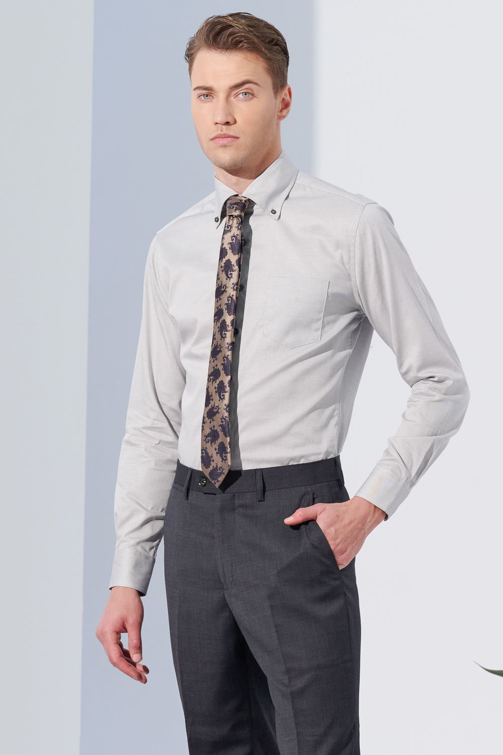 SST&C Charcoal Gray Machine Washable Classic Suit Trousers | 0212304006  (Outlet)_1