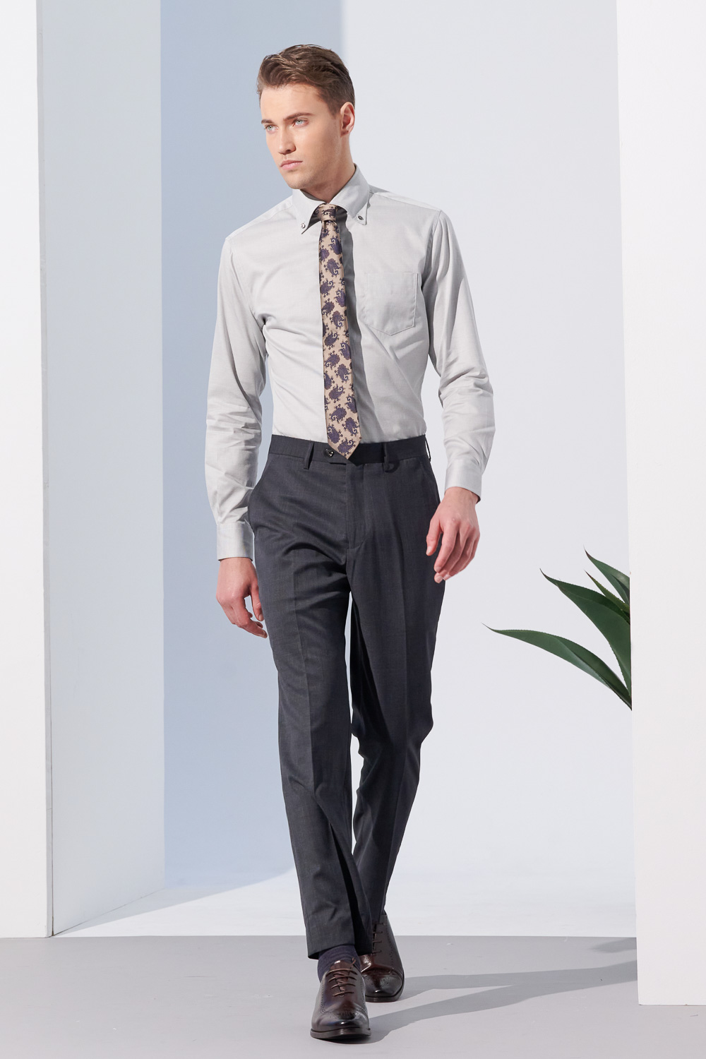 SST&C Charcoal Gray Machine Washable Classic Suit Trousers | 0212304006  (Outlet)_2