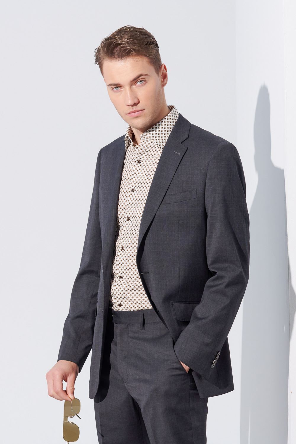 SST&C Charcoal Gray Machine Washable Classic Suit Trousers | 0212304006  (Outlet)_4