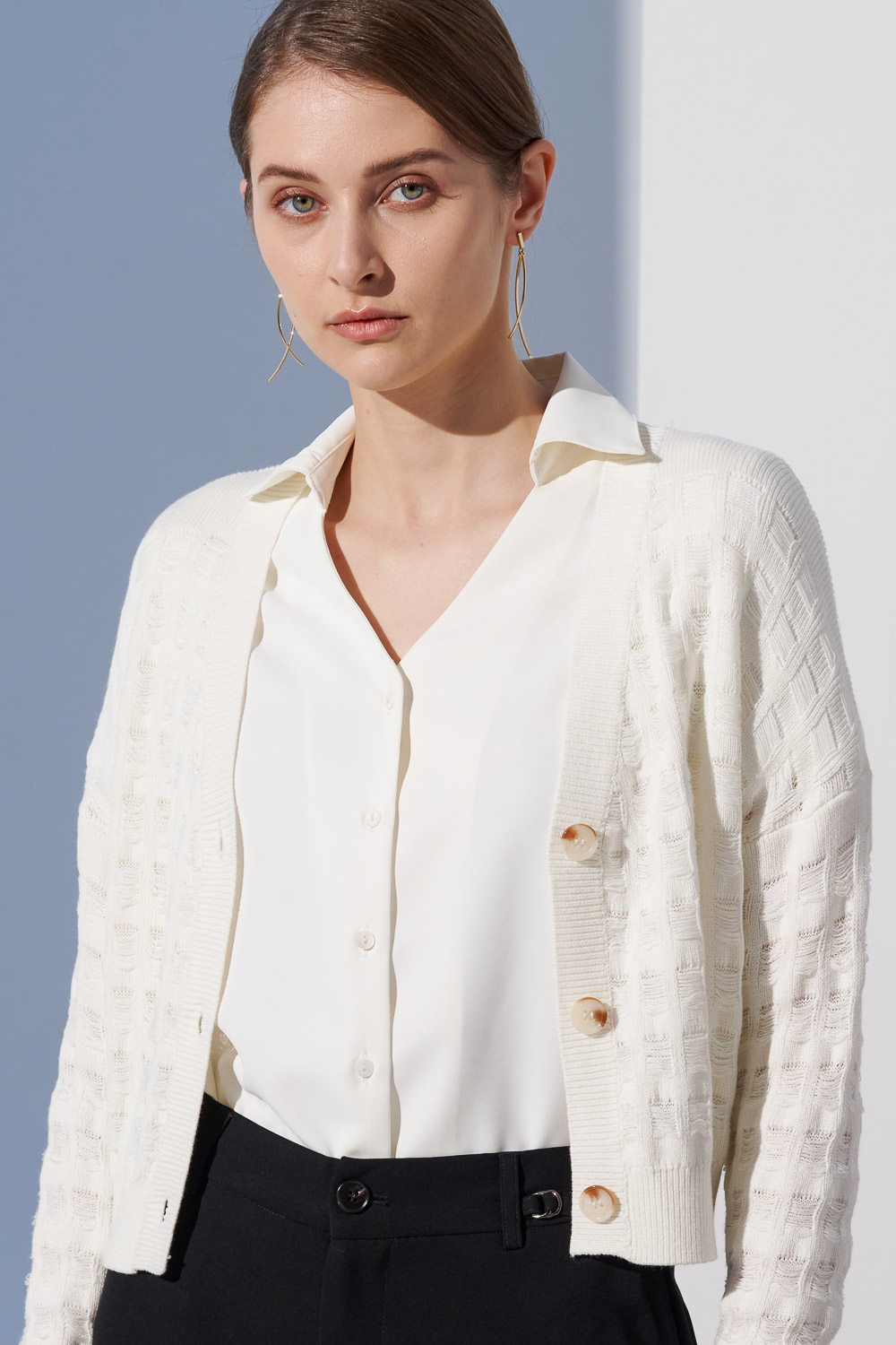 SST&C #Online Exclusive  White Hollow Knitted Jacket | 8662304001  (Outlet)_1