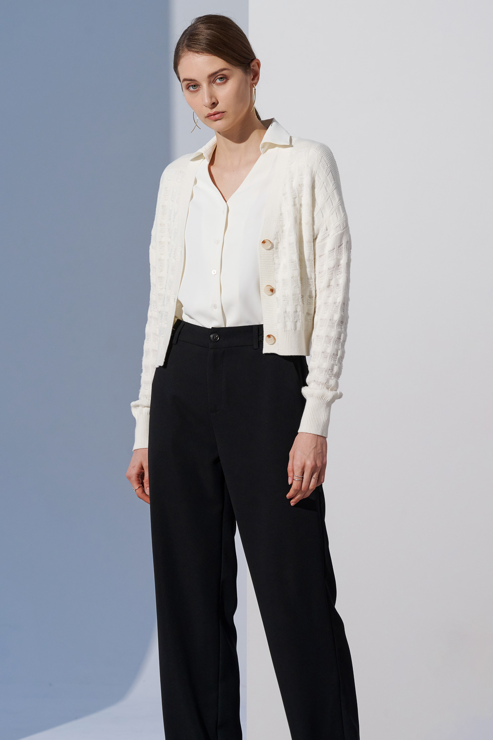 SST&C #Online Exclusive  White Hollow Knitted Jacket | 8662304001  (Outlet)_2
