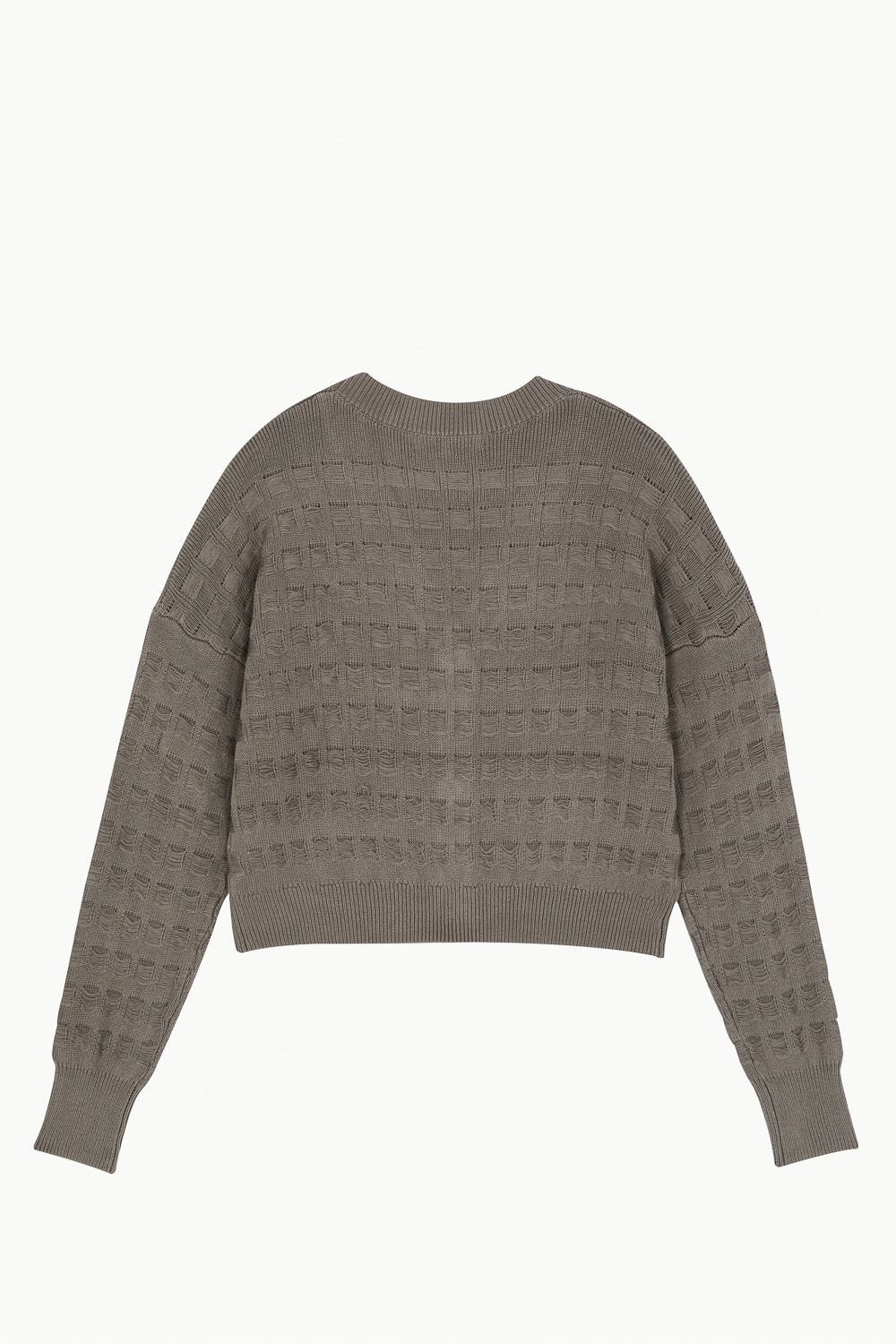 SST&C #Online Exclusive  Dark Coffee Gray Basket Hollow Knitted Jacket | 8662304003  (Outlet)_7