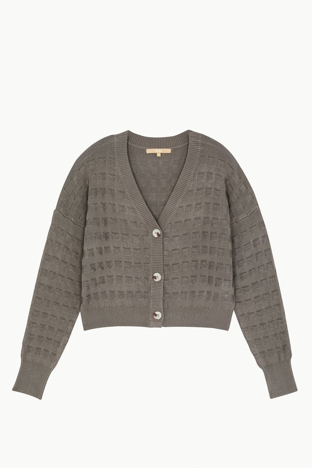 SST&C #Online Exclusive  Dark Coffee Gray Basket Hollow Knitted Jacket | 8662304003  (Outlet)_8