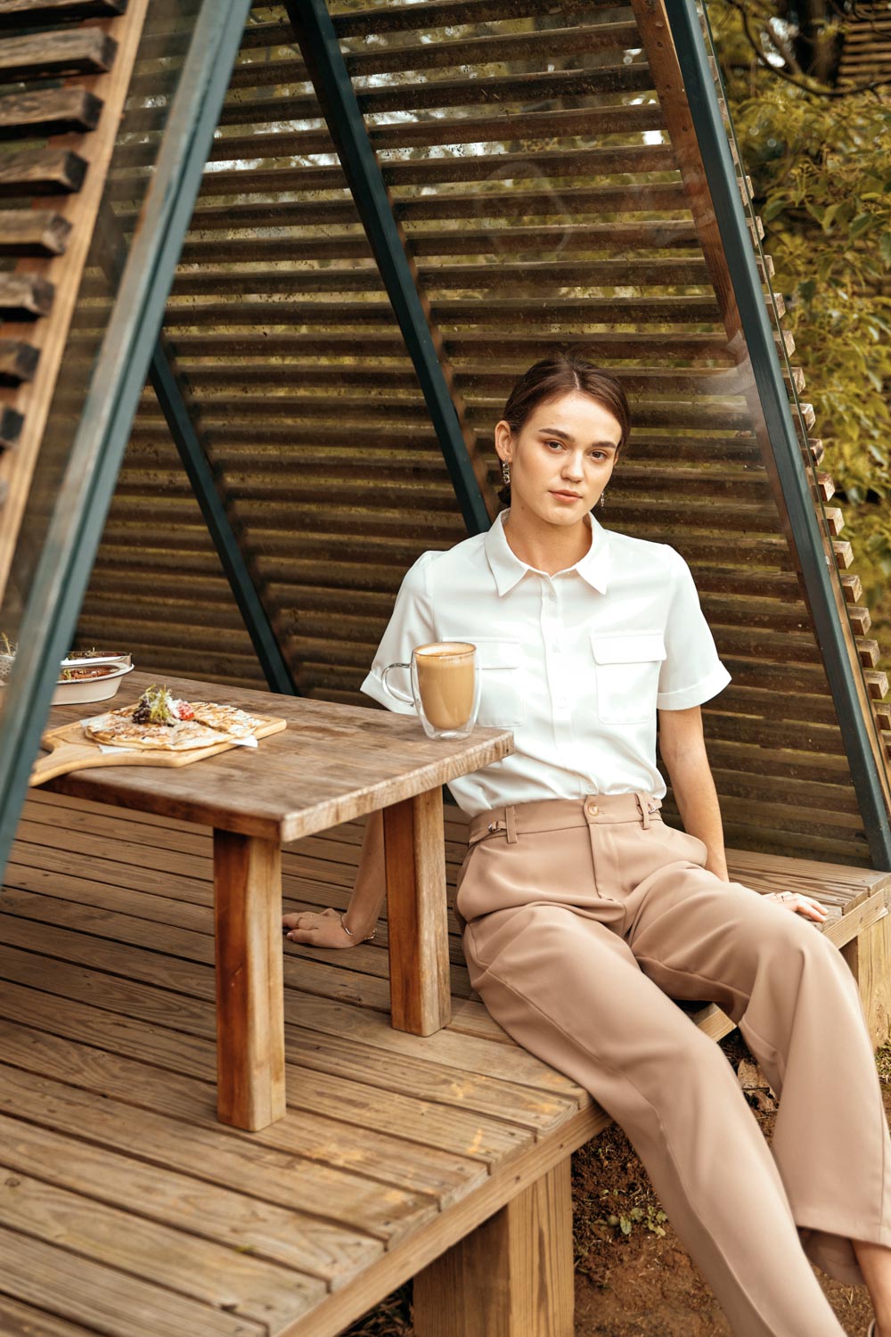SST&C Khaki Waist Strapped Straight Wide Trousers | 8262304003  (Outlet)_2