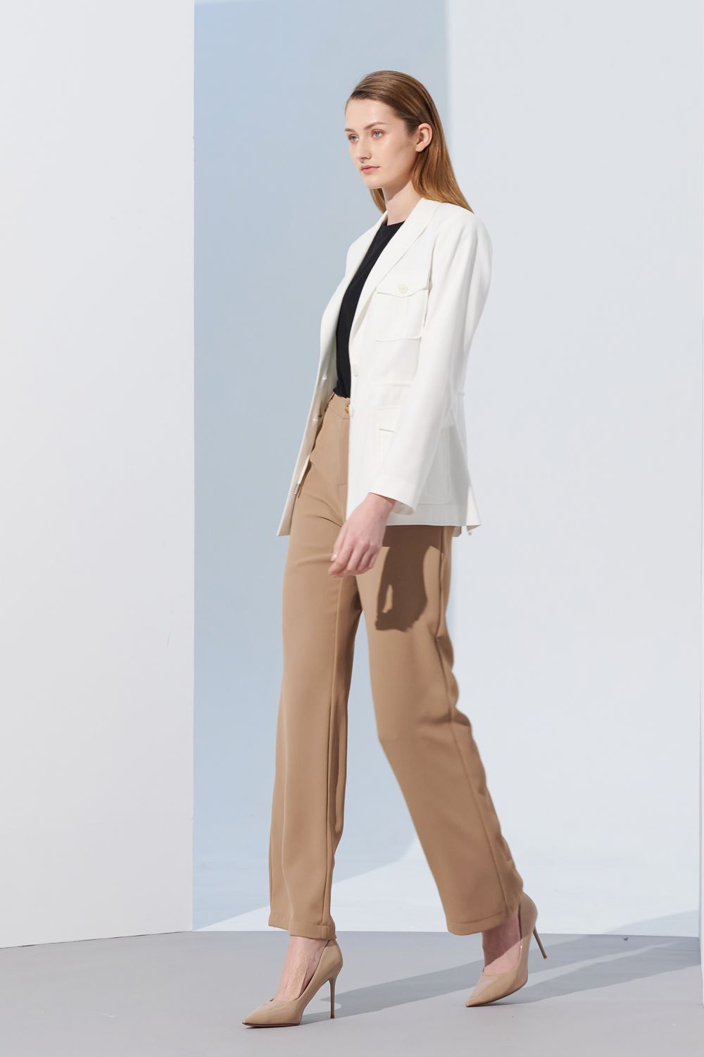 SST&C Khaki Waist Strapped Straight Wide Trousers | 8262304003  (Outlet)_7