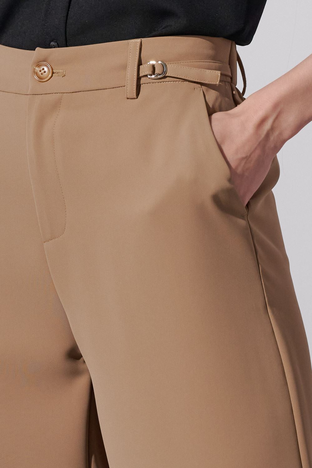 SST&C Khaki Waist Strapped Straight Wide Trousers | 8262304003  (Outlet)_9