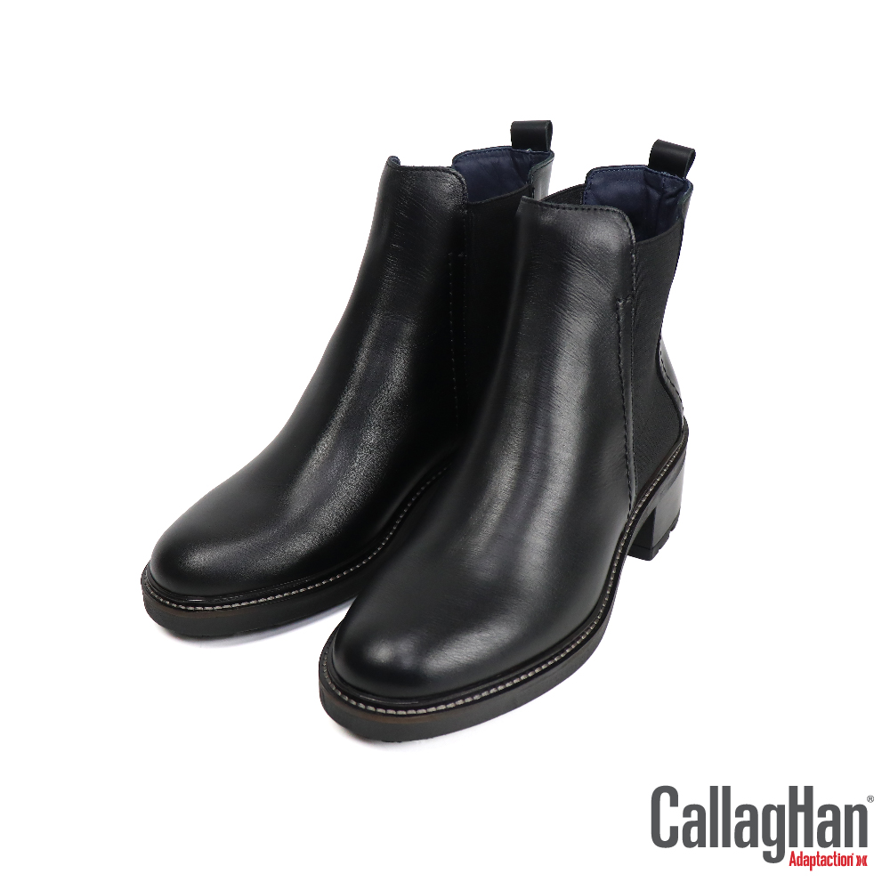 【CallagHan】俐落時尚風中筒切爾西靴 黑色(29609-BL)