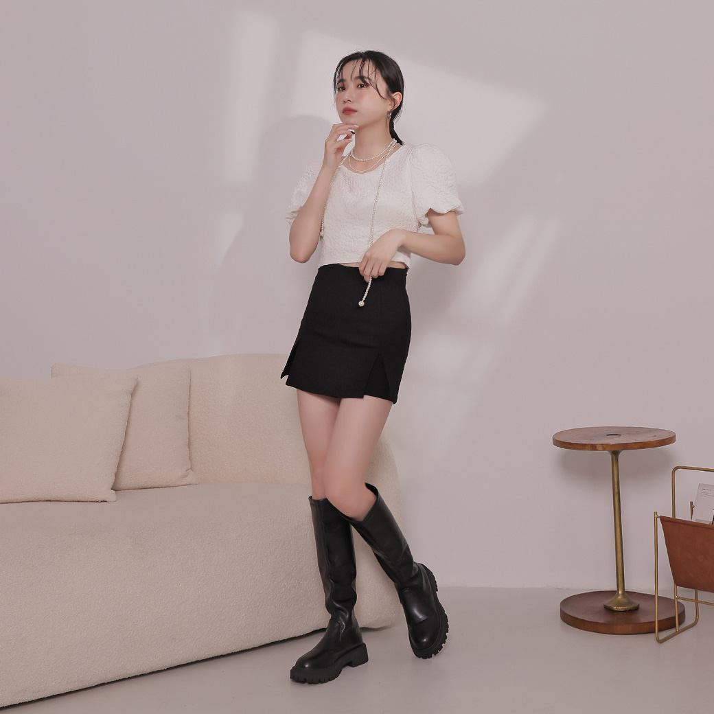 小花壓紋澎袖上衣【KT222985】_3