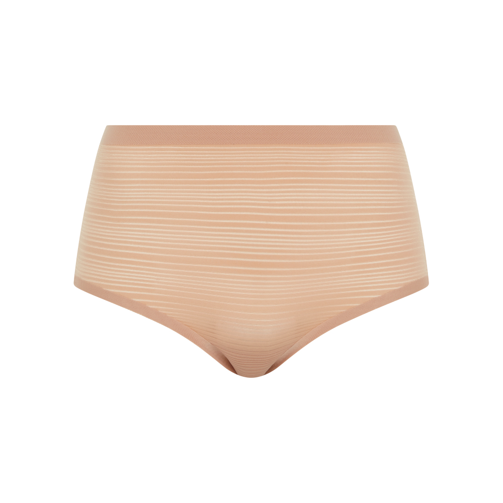 【Chantelle Lab】透氣涼感無痕高腰內褲>絲光膚(20D70_00Q)【Soft Stretch Stripes】_3