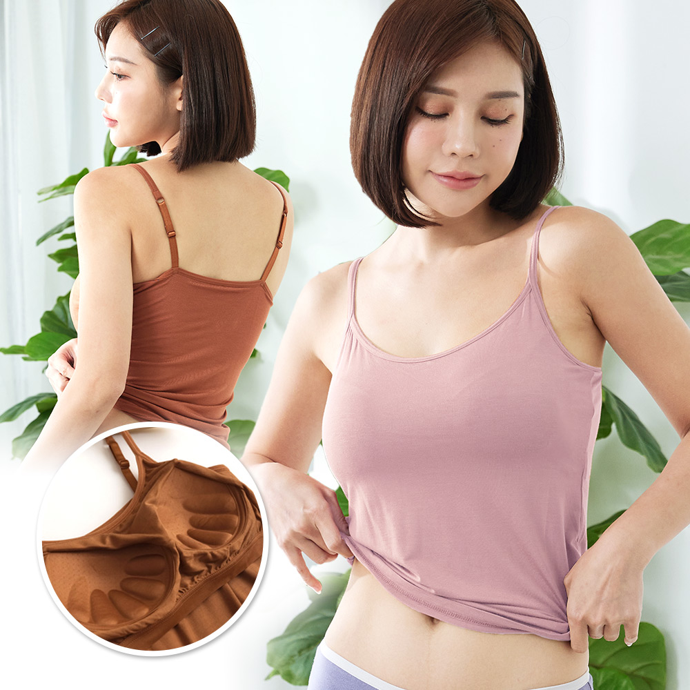 BRA TOP【細肩帶】莫代爾超柔軟無鋼圈 一體成形胸墊背心 2010_3