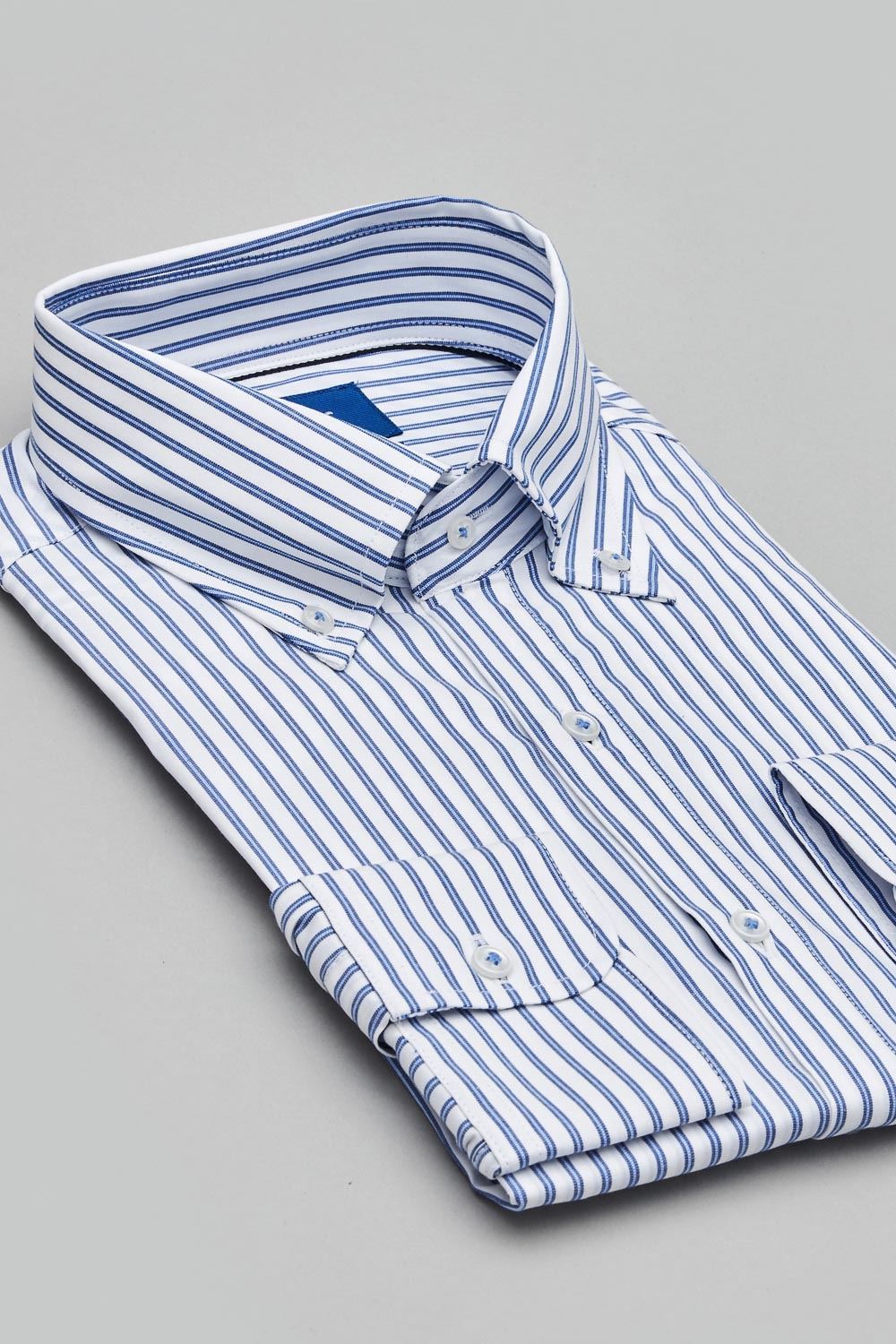 SST&C #Elastic Fit  Blue and White Striped Pattern Slim Fit Shirt | 0312304005  (Outlet)_8