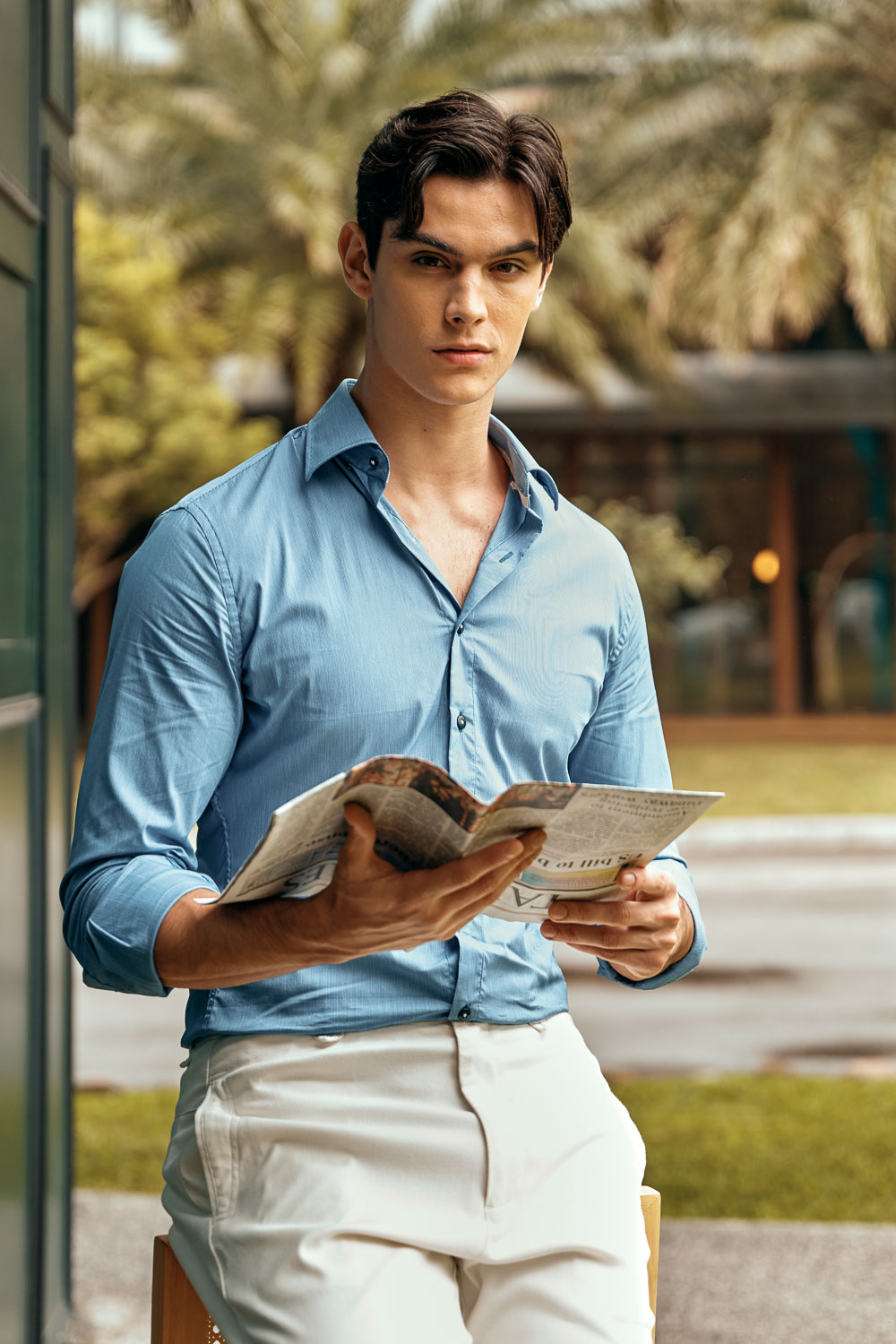 SST&C #Elastic Fit  Blue Standard Fit Shirt | 0312304009  (Outlet)_0