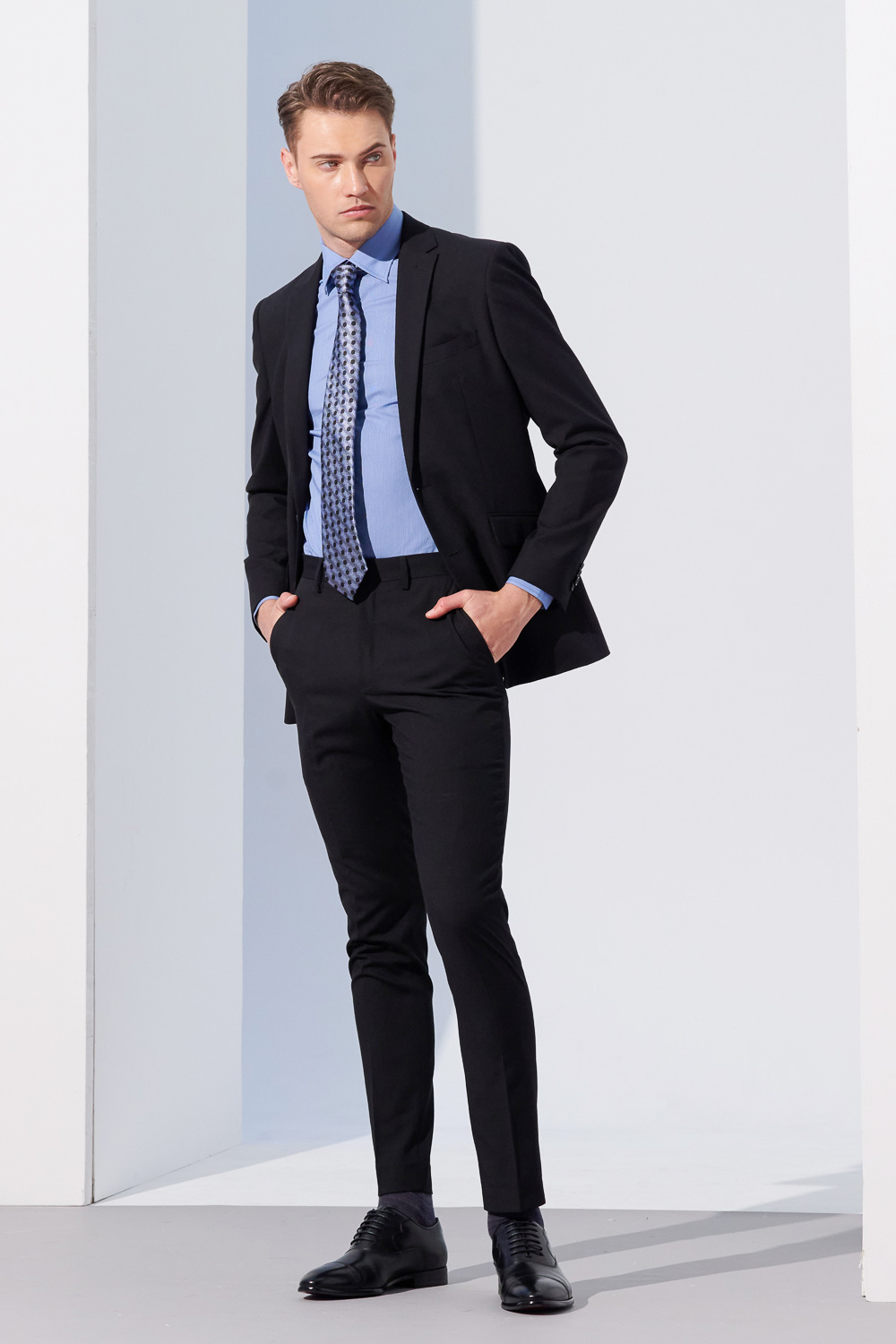 SST&C #Elastic Fit  Blue Standard Fit Shirt | 0312304009  (Outlet)_5