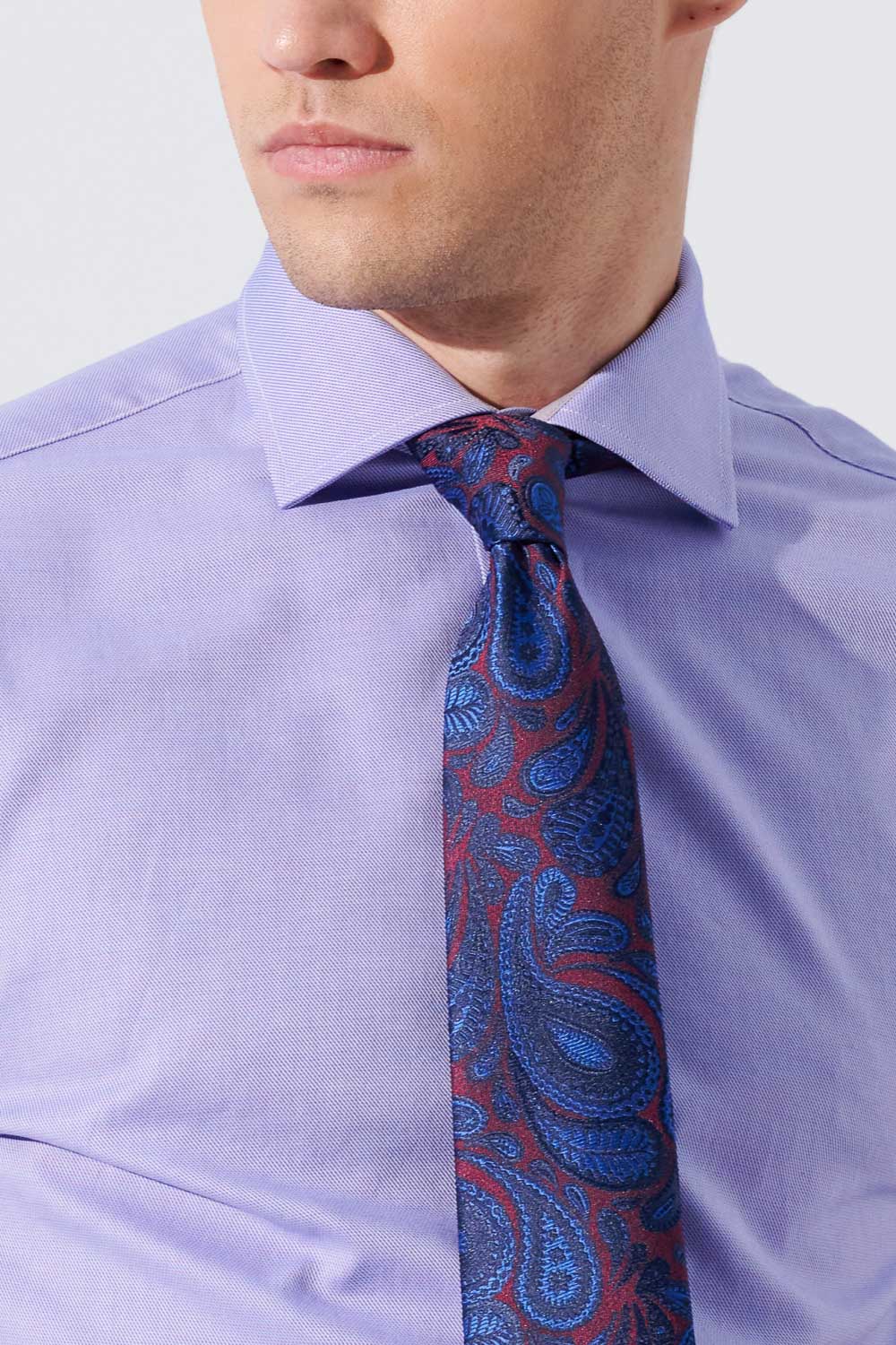 SST&C #Comfortable Cotton  Purple and White Mixed Yarn Slim Fit Shirt | 0312304012  (Outlet)_5