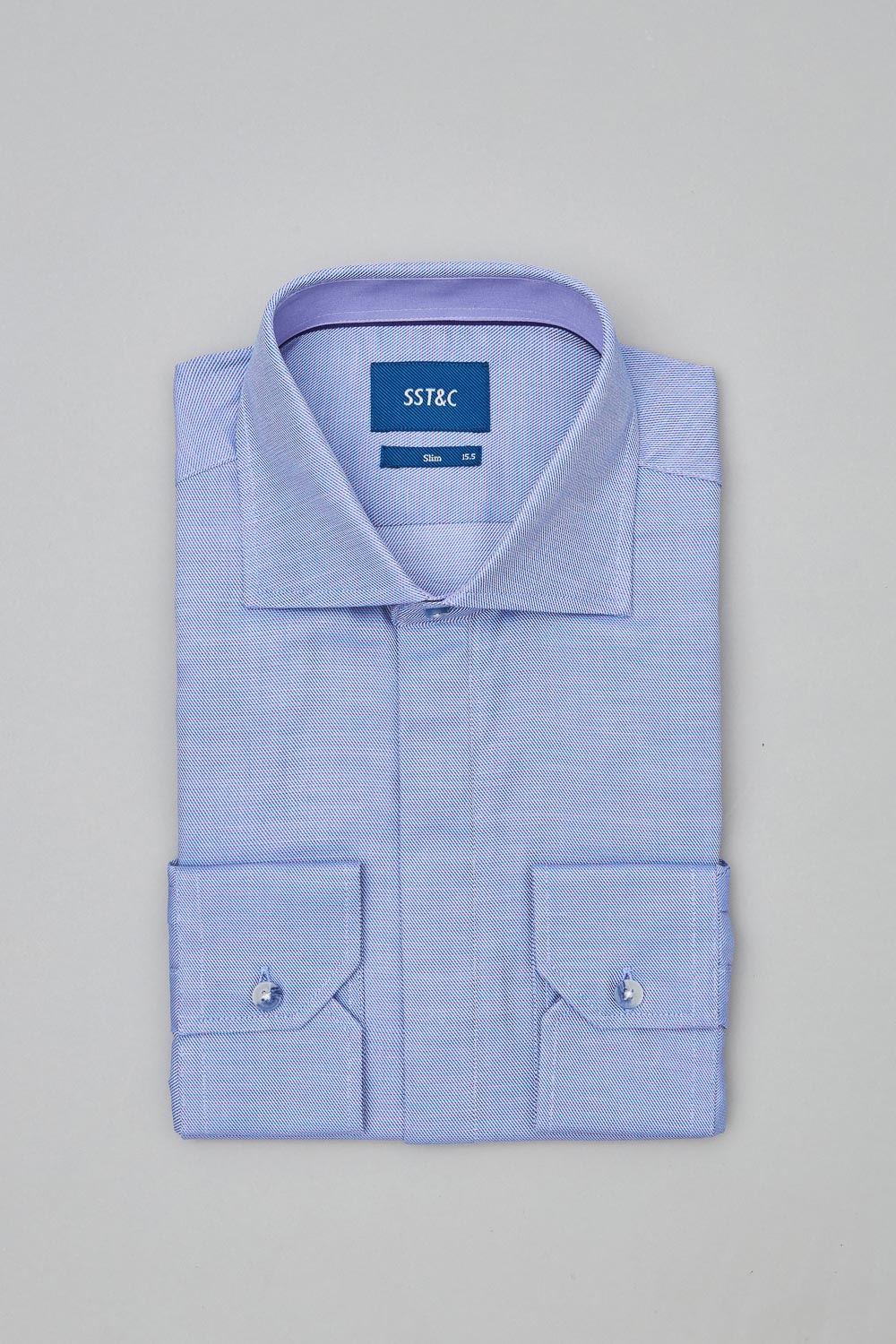 SST&C #Comfortable Cotton  Purple and White Mixed Yarn Slim Fit Shirt | 0312304012  (Outlet)_7