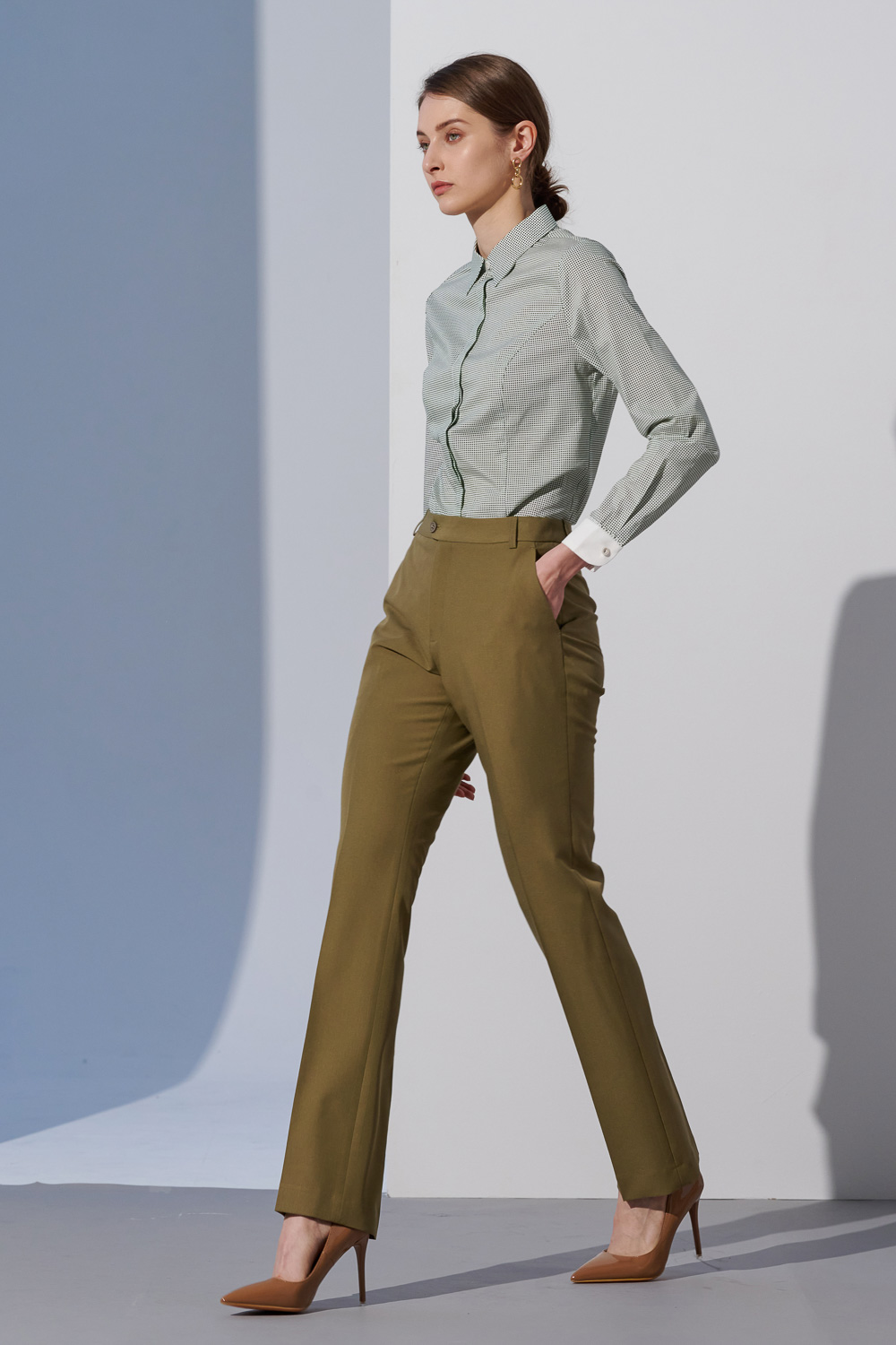 SST&C Green Dot Print Slim Fit Women'S Shirt | 7562304004  (Outlet)_2