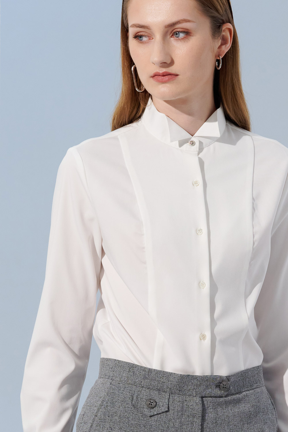 SST&C White Dress Collar Slim Fit Women'S Shirt | 7562304005  (Outlet)_1