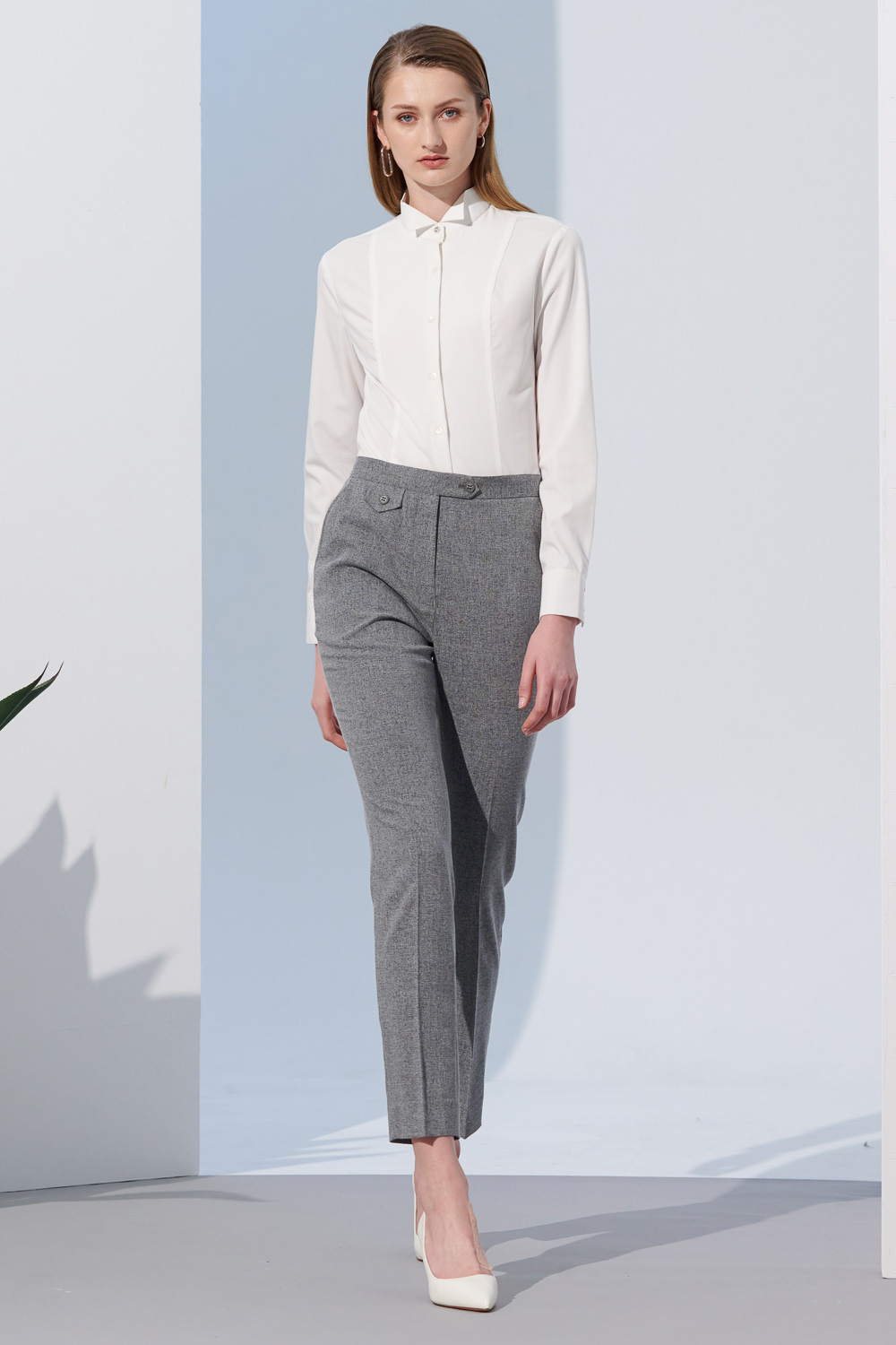 SST&C White Dress Collar Slim Fit Women'S Shirt | 7562304005  (Outlet)_3