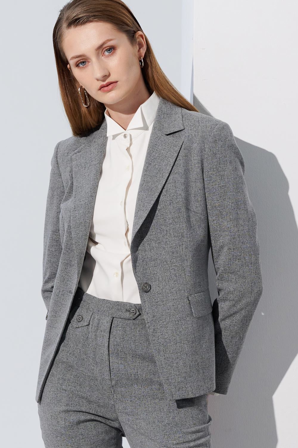 SST&C White Dress Collar Slim Fit Women'S Shirt | 7562304005  (Outlet)_5