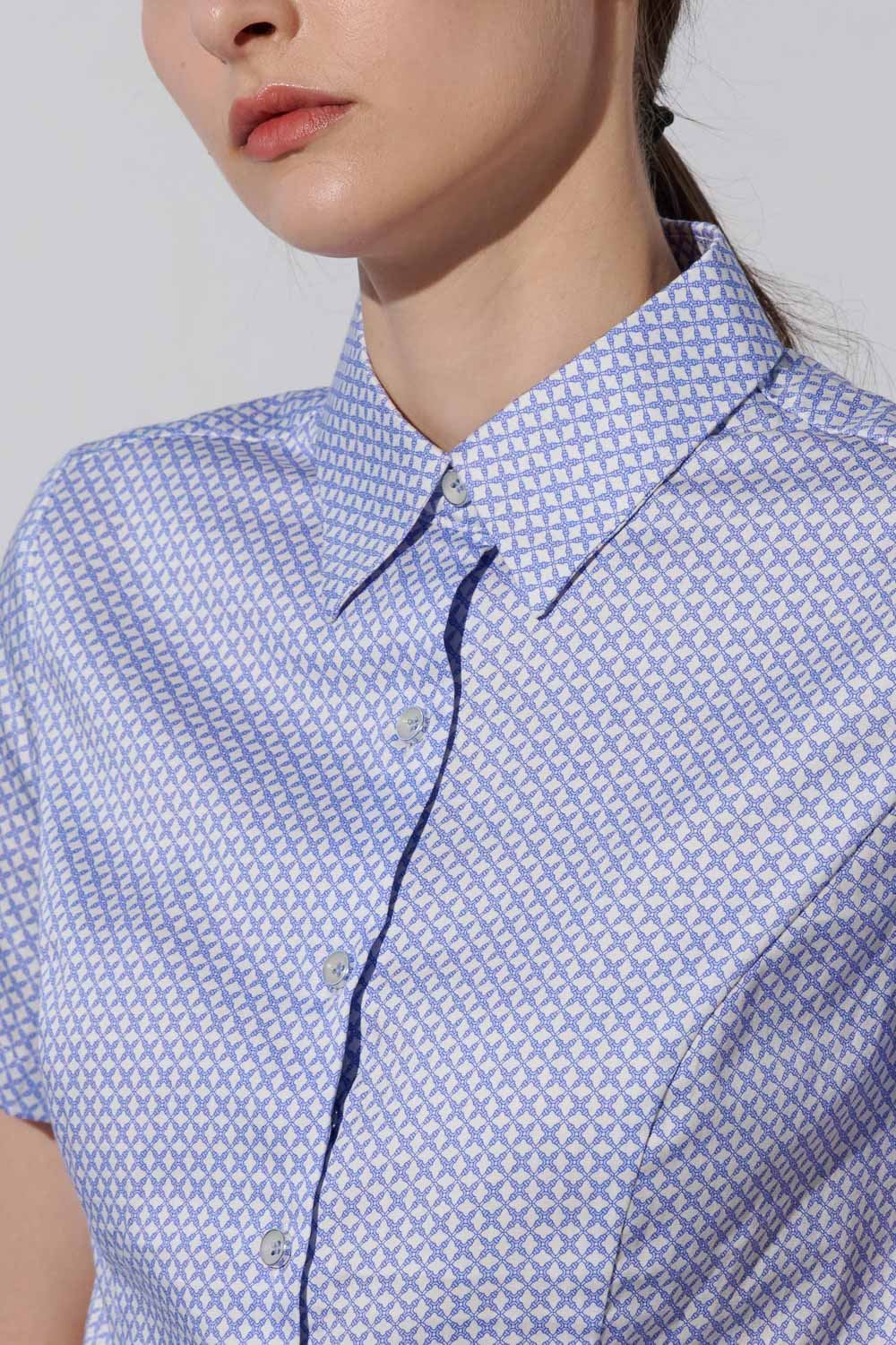 SST&C Light Blue Printed Short Sleeve Slim Fit Women'S Shirt | 7562304008  (Outlet)_5