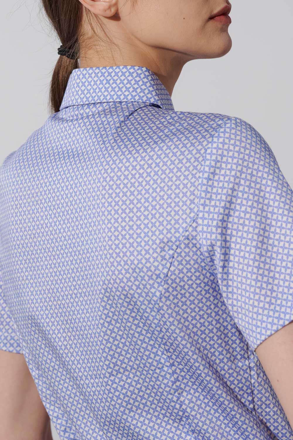SST&C Light Blue Printed Short Sleeve Slim Fit Women'S Shirt | 7562304008  (Outlet)_6